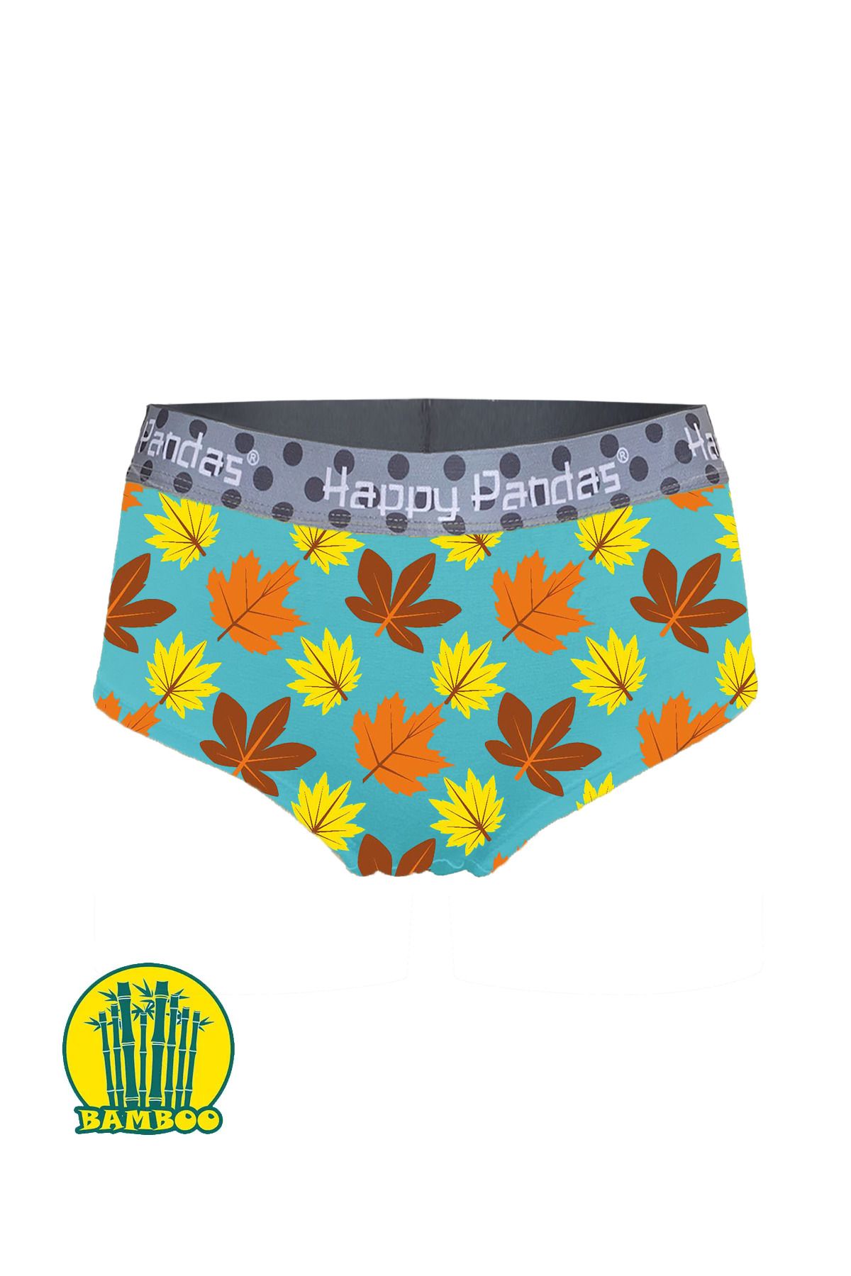 BRAINWEAR Kadın Likralı Bambu Dijital Baskılı Hipster Boxer Külot - Happy Pandas Creation
