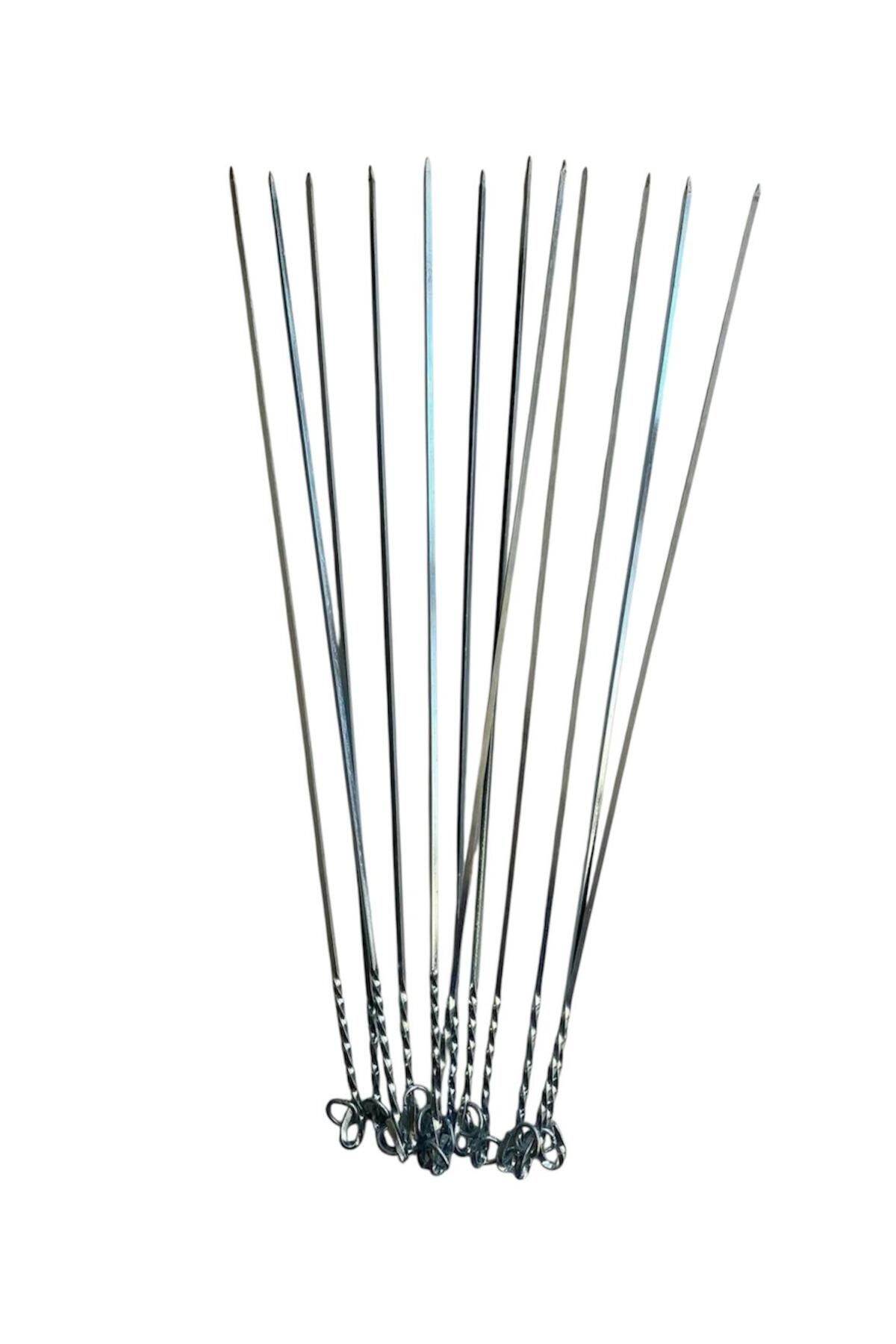 YILMAZNARGİLE 12 adet Kare Ciğer Şişi 50 cm , Et Mangal Şiş (uzunluk 50 cm , Kalınlık 3 mm)