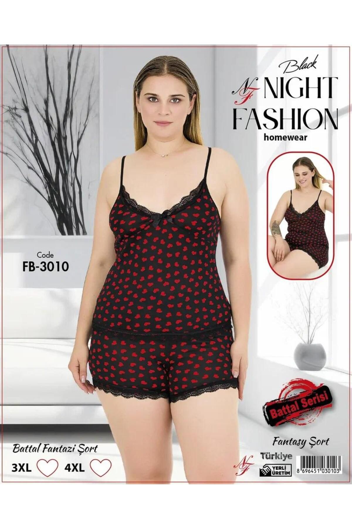 Emir Store İp askılı şortlu büyük beden kadın pijama takımı