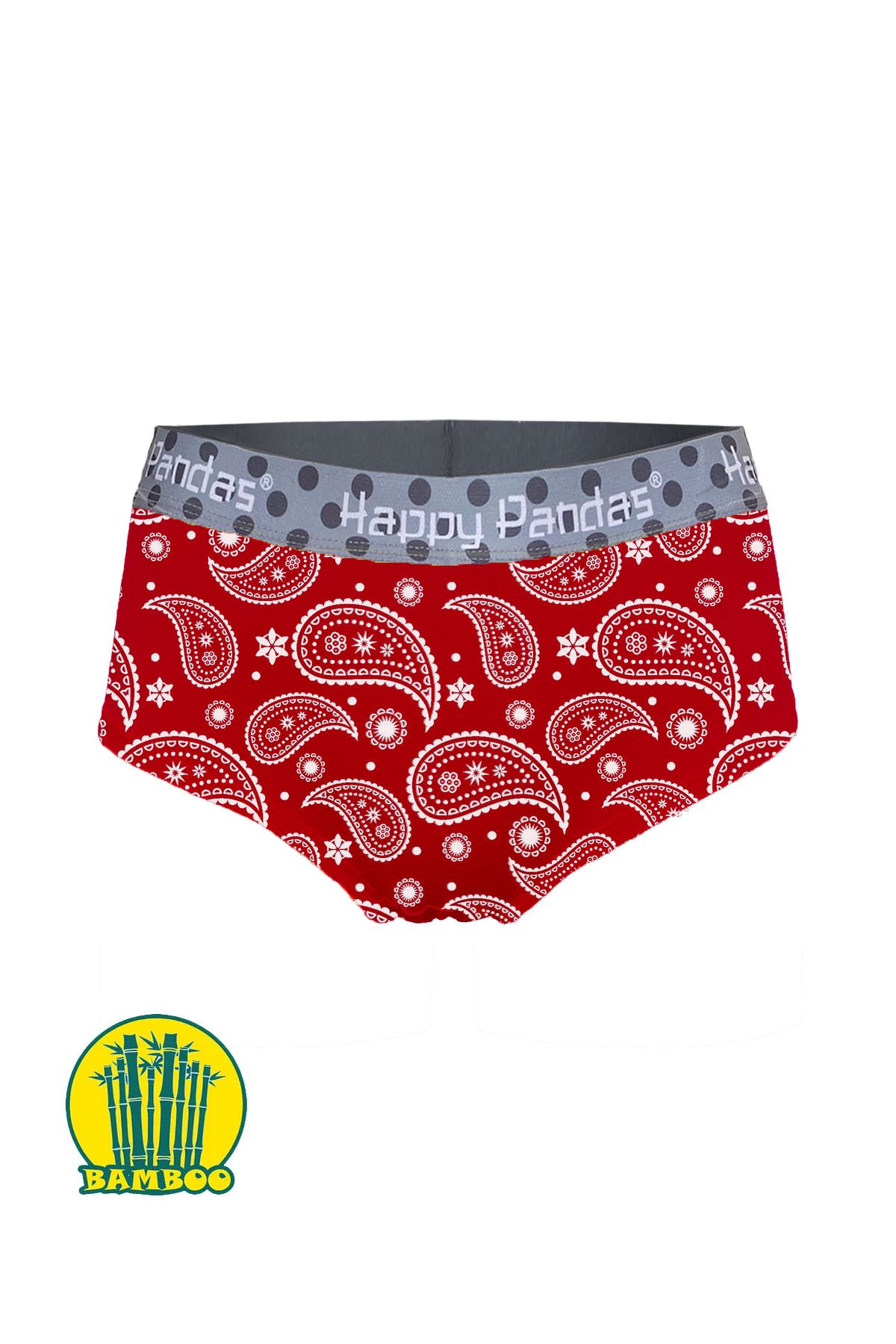 BRAINWEAR Kadın Likralı Bambu Dijital Baskılı Hipster Boxer Külot - Happy Pandas Creation