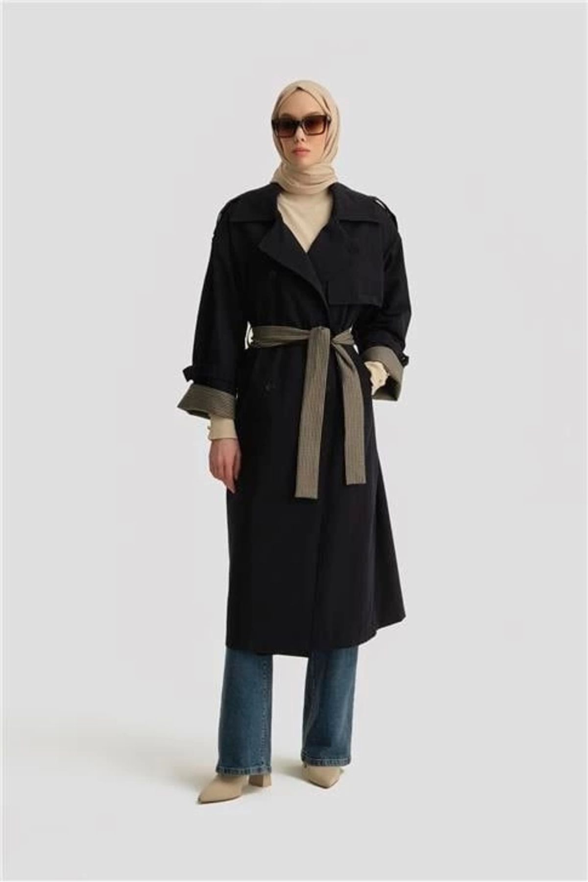 Armine Oversize Trençkot 24k7506 Lacivert