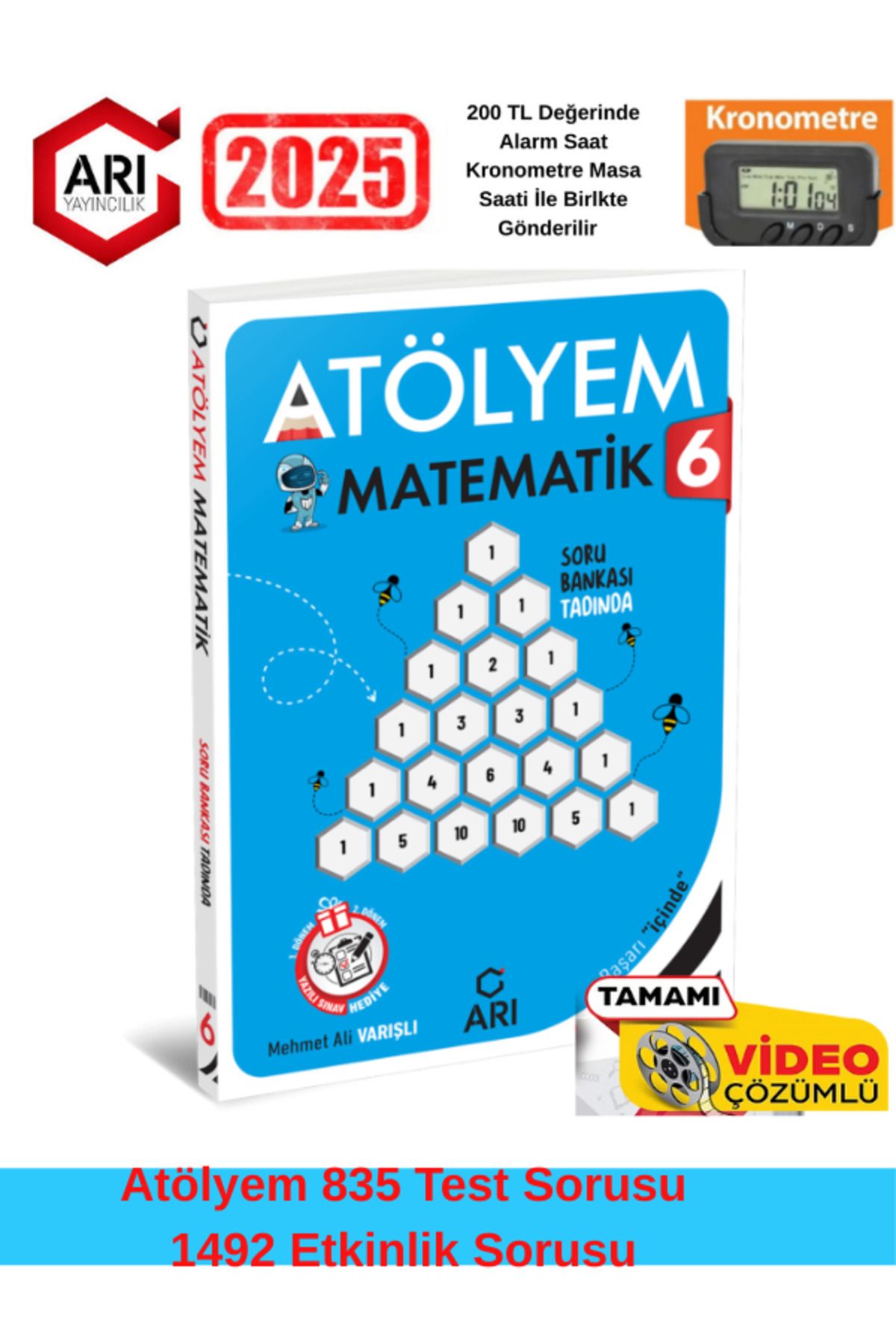Arı Yayıncılık 6.Sınıf Matematik %100 Yeni Müfredat Video Çözümlü Soru Bankası+Kronometre