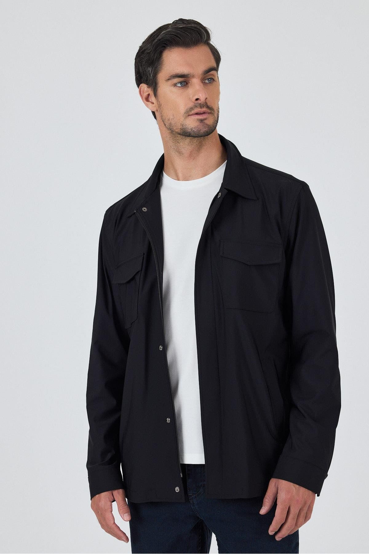 İmza Düz Gabardin Polo Yaka Tam Astar Esnek Standart Fit Mont 1007250111