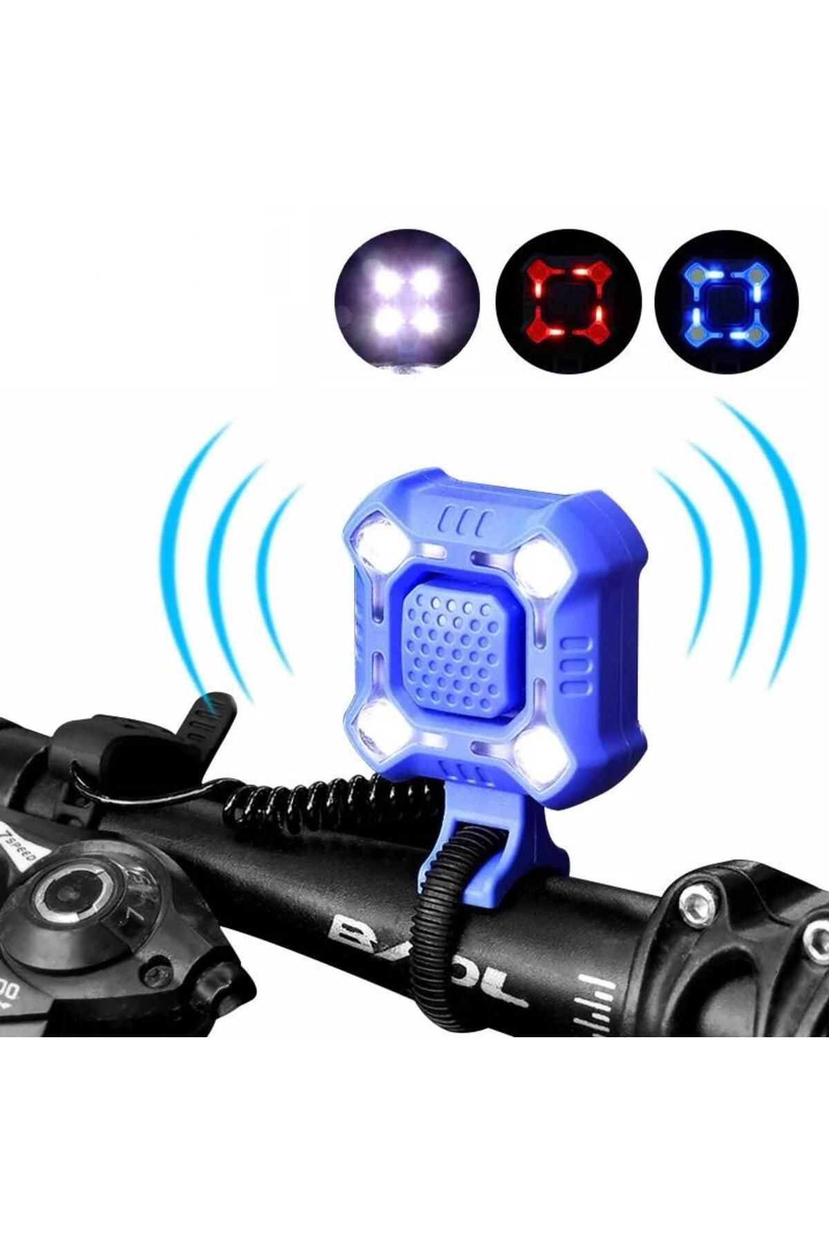 SARİSSA BİSİKLET FORTE GT 2122 Bisiklet Ön Işık 350 Lümen 140 DB Usb Şarjlı Yüksek Güçlü Far Korna Mavi Renk