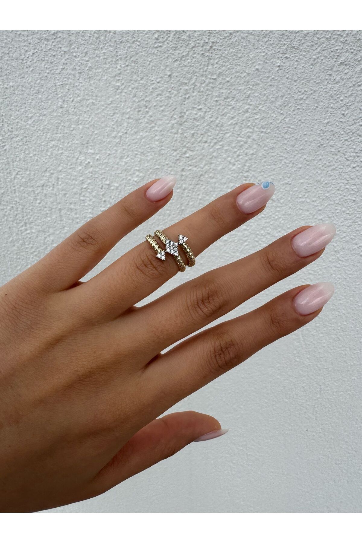 Jiji Jewelery Şık Modern Zarif Sarmal Model Trend Altın Renk Paslanmaz Çelik Yüzük