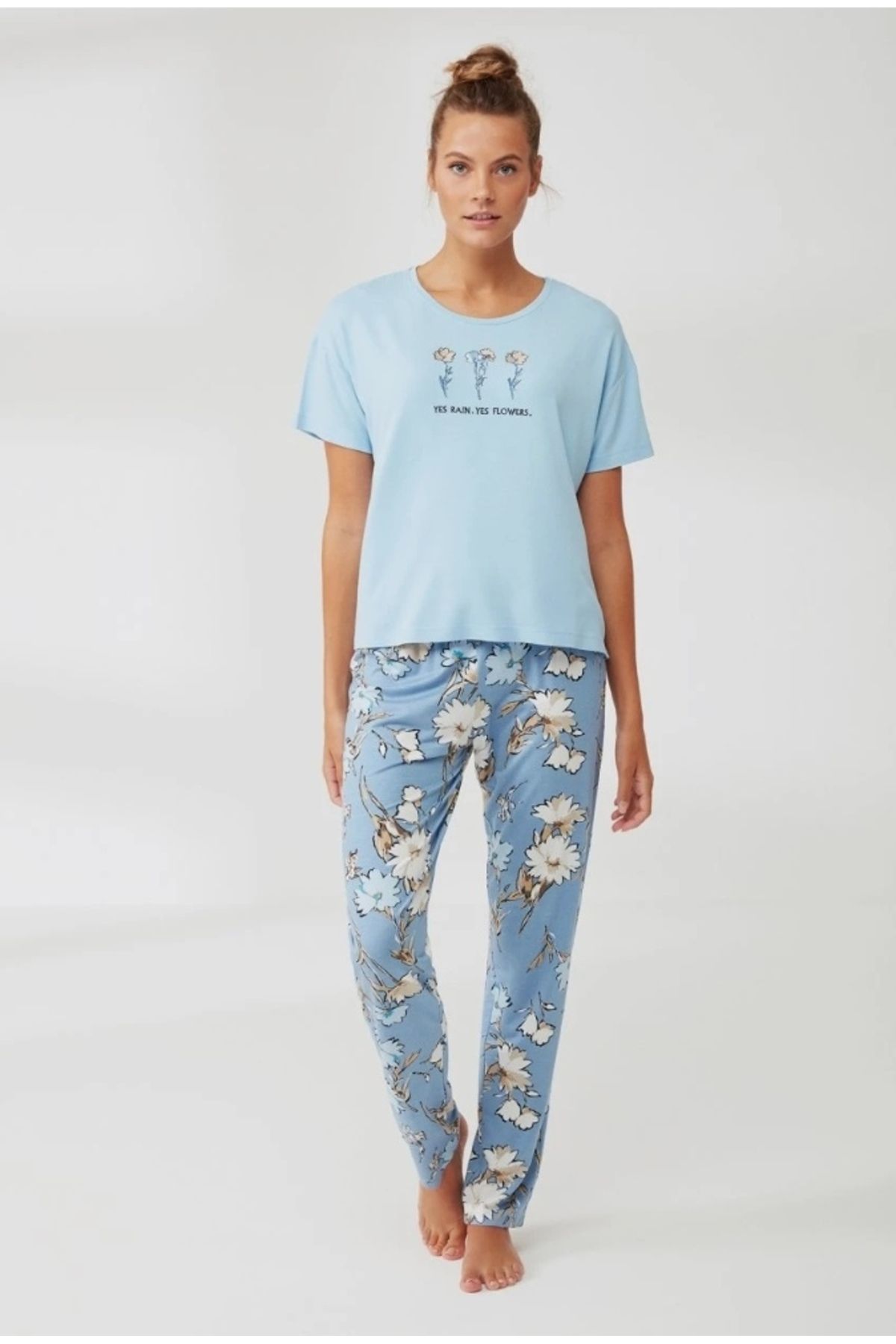 DREAM FASHION Çiçek Desenli Pijama Takımı