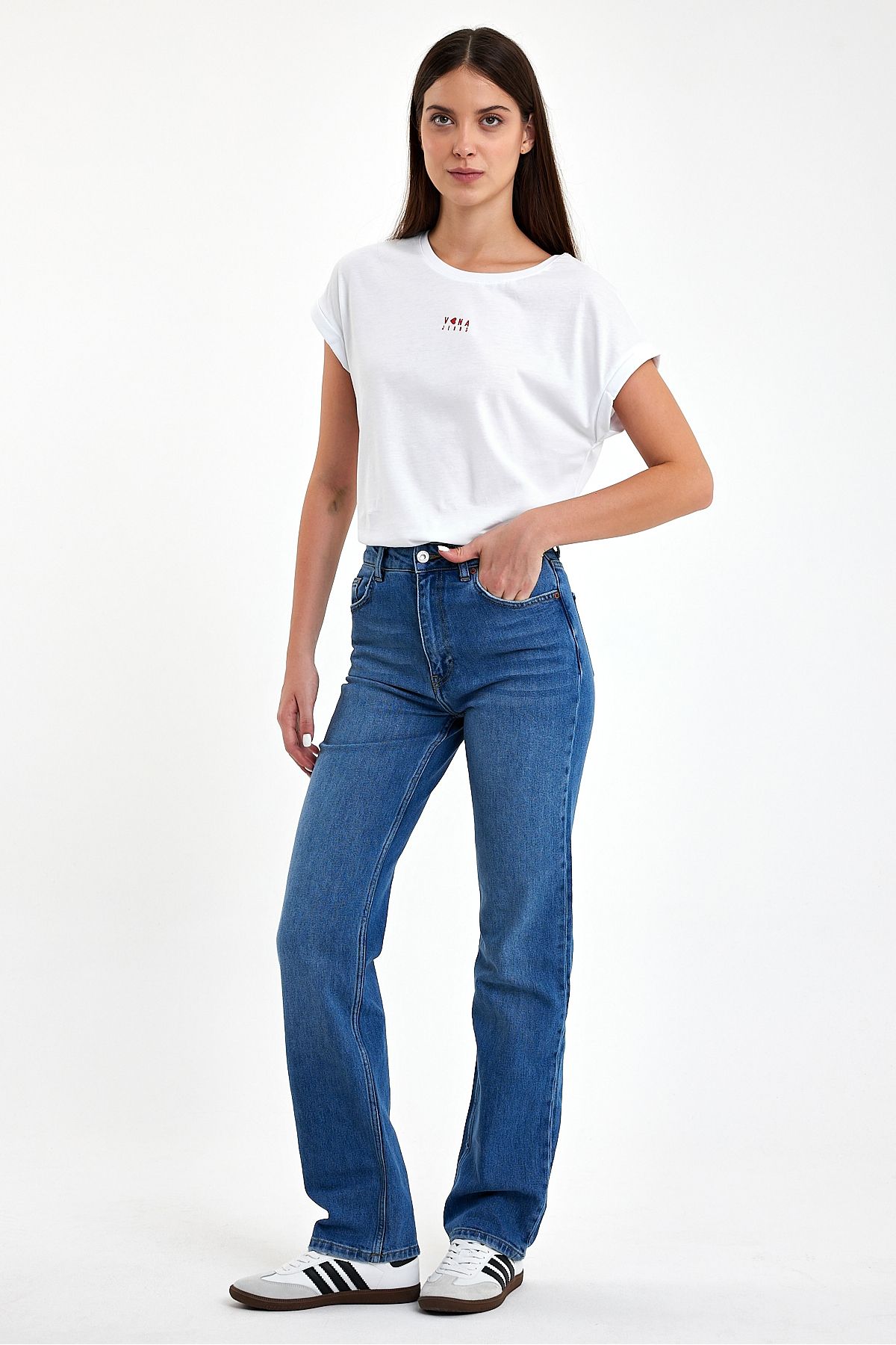 VENA Marrakesh Dark Blue Yüksek Bel Straight Fit Jean Pantolon - DARK BLUE