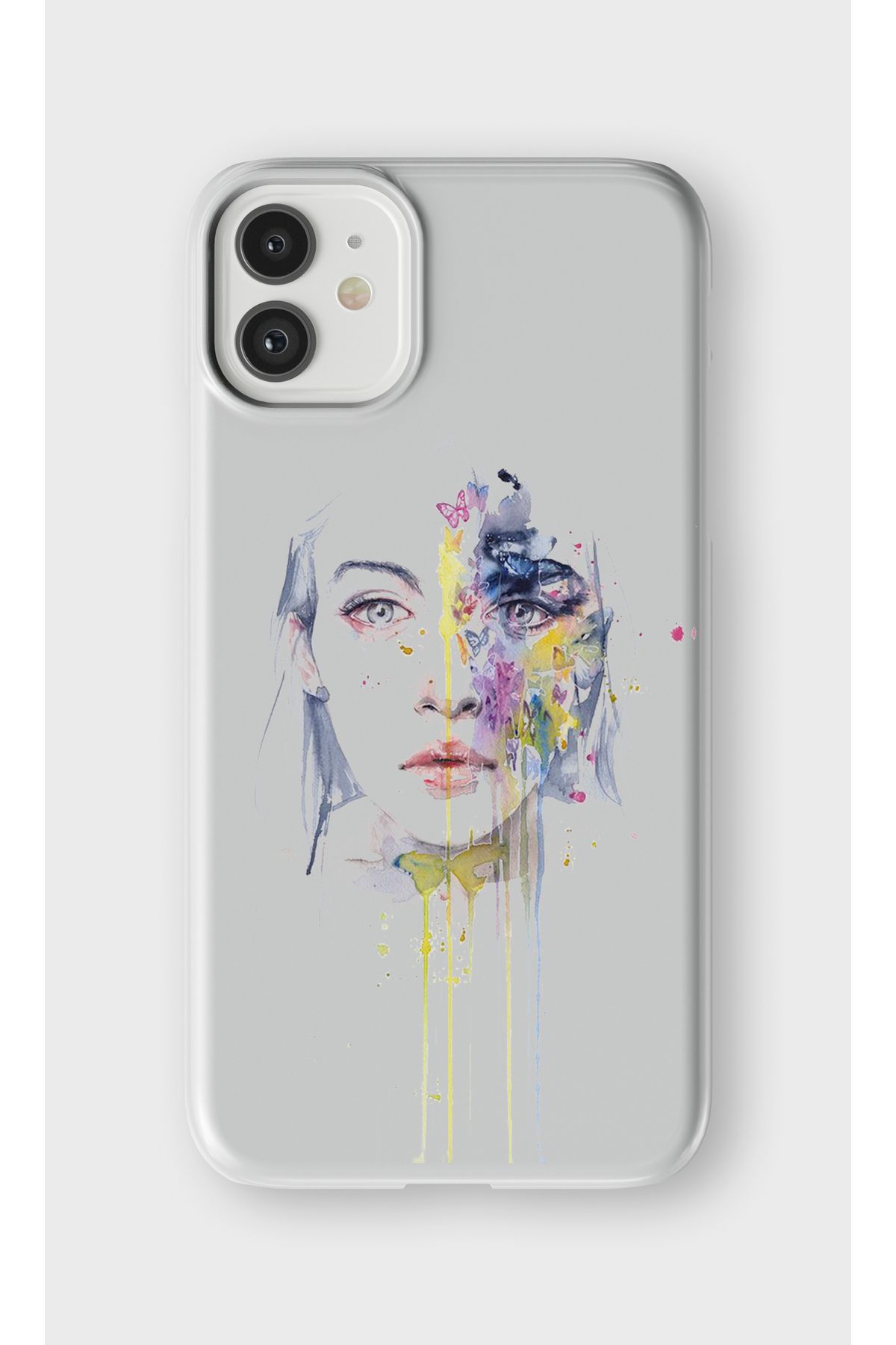 lelia iPhone 11 Uyumlu Kadın Figürü Tasarımlı İçi Kadife Lansman Beyaz Silikon Kılıf