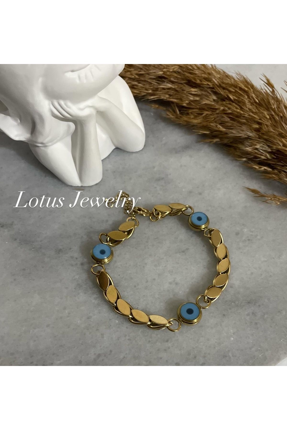 Lotus Jewelry Halep zincirli nazar boncuklu bileklik