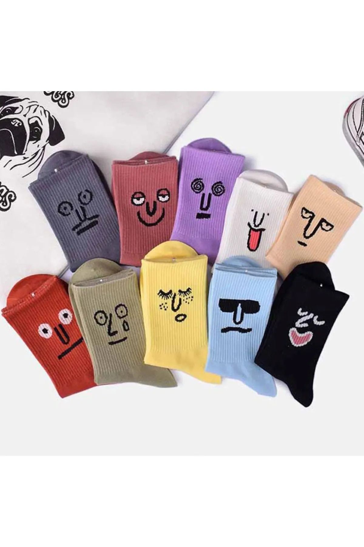 medi store 10'lu Sürat Ifadeli Unisex Pamuklu Tenis Kolej Çok Renkli Çorap