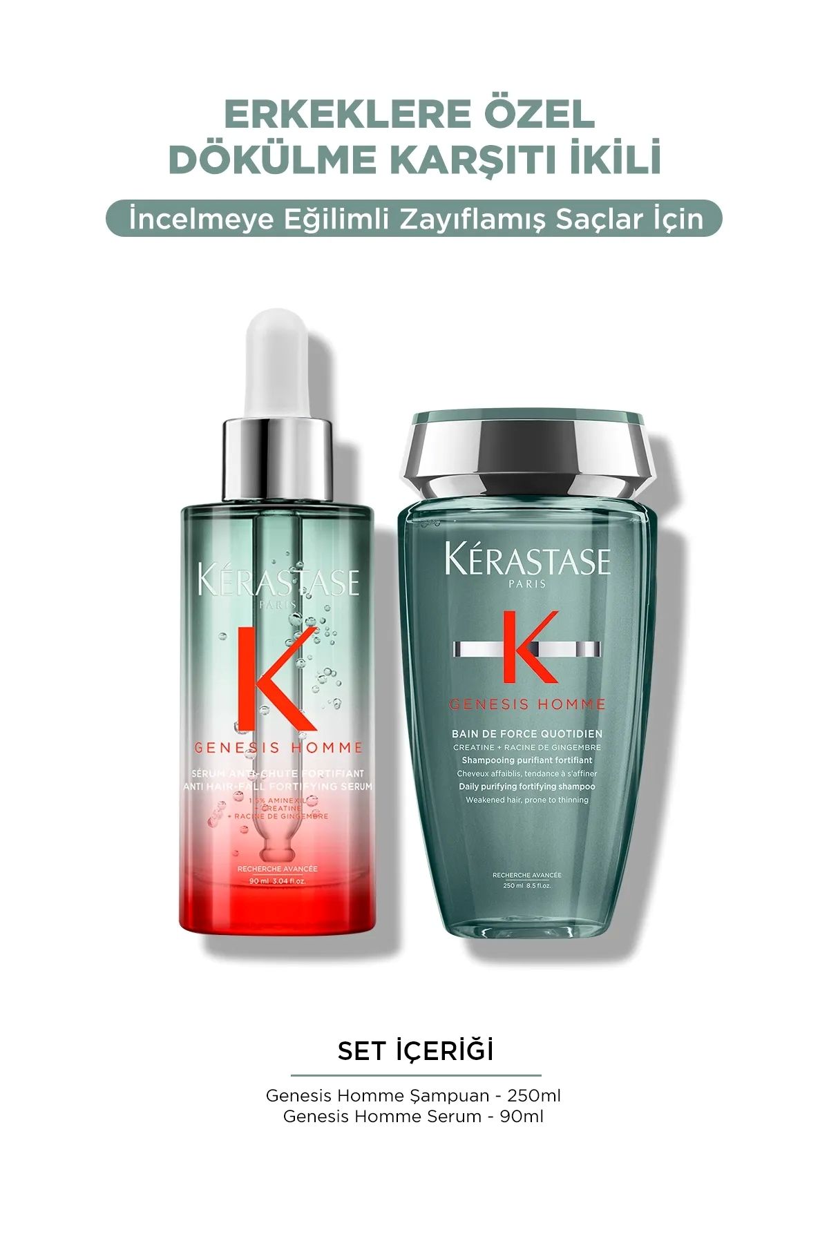 Kerastase Genesis Homme zayıflamış, seyrelmeye eğilimli saçlara yönelik gSaç Bakım Seti2'li HairBoss