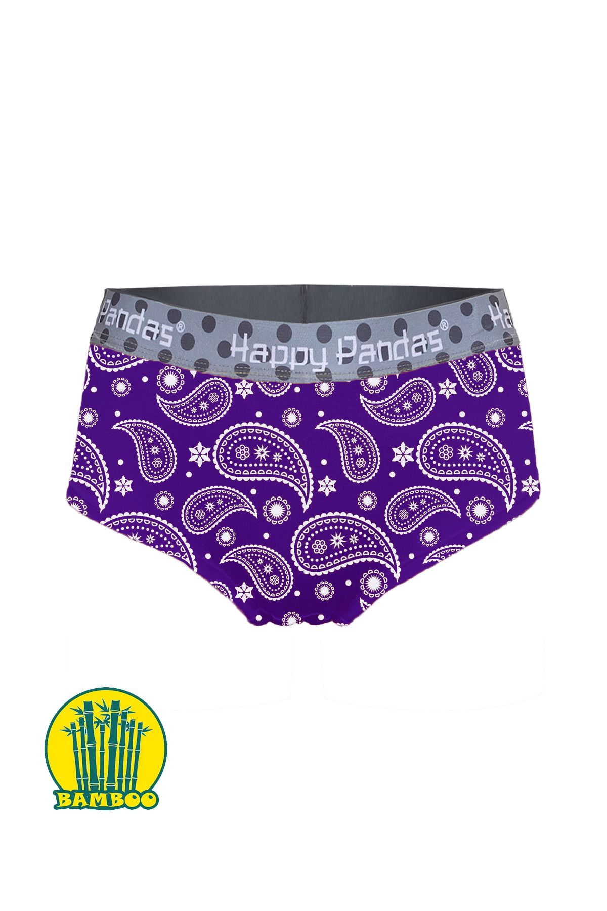 BRAINWEAR Kadın Likralı Bambu Dijital Baskılı Hipster Boxer Külot - Happy Pandas Creation