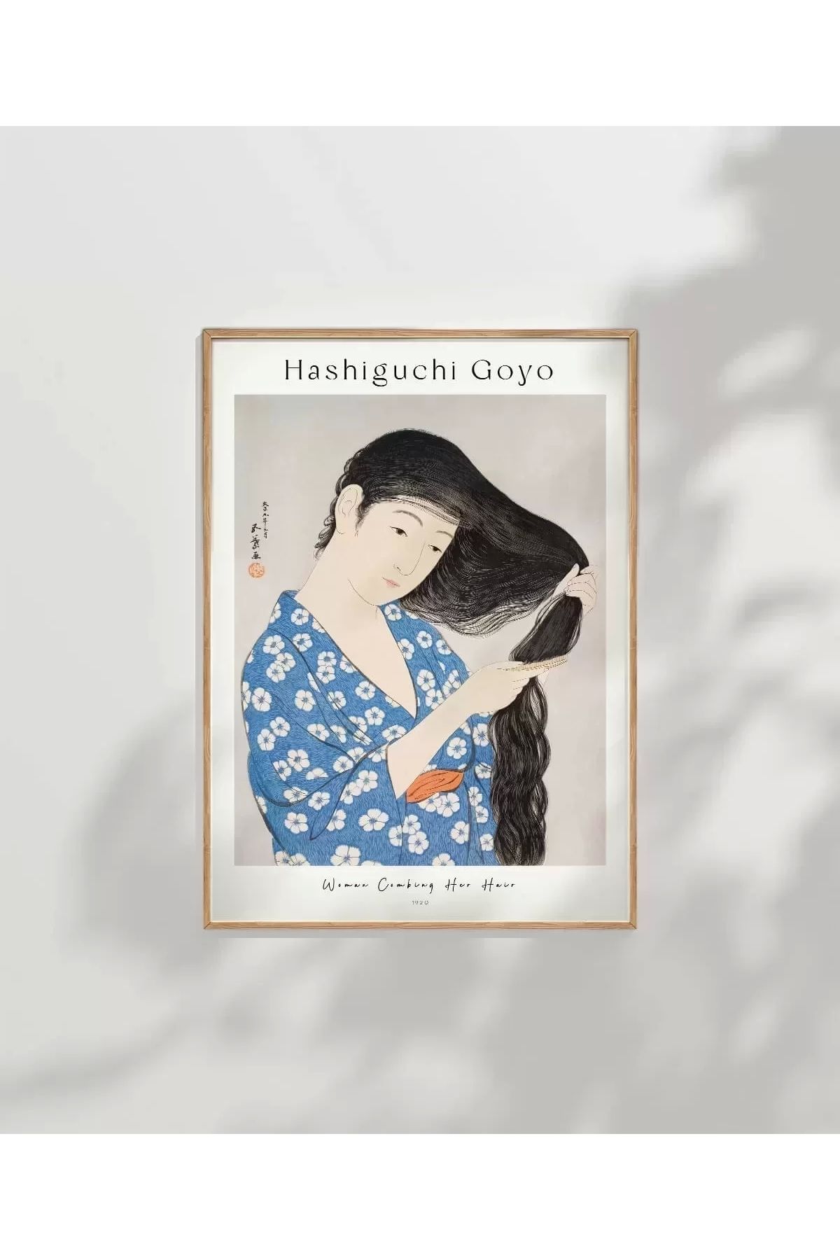 VOGLOO Çerçevesiz Poster Hashiguchi Goyo Saçını Tarayan Kadın