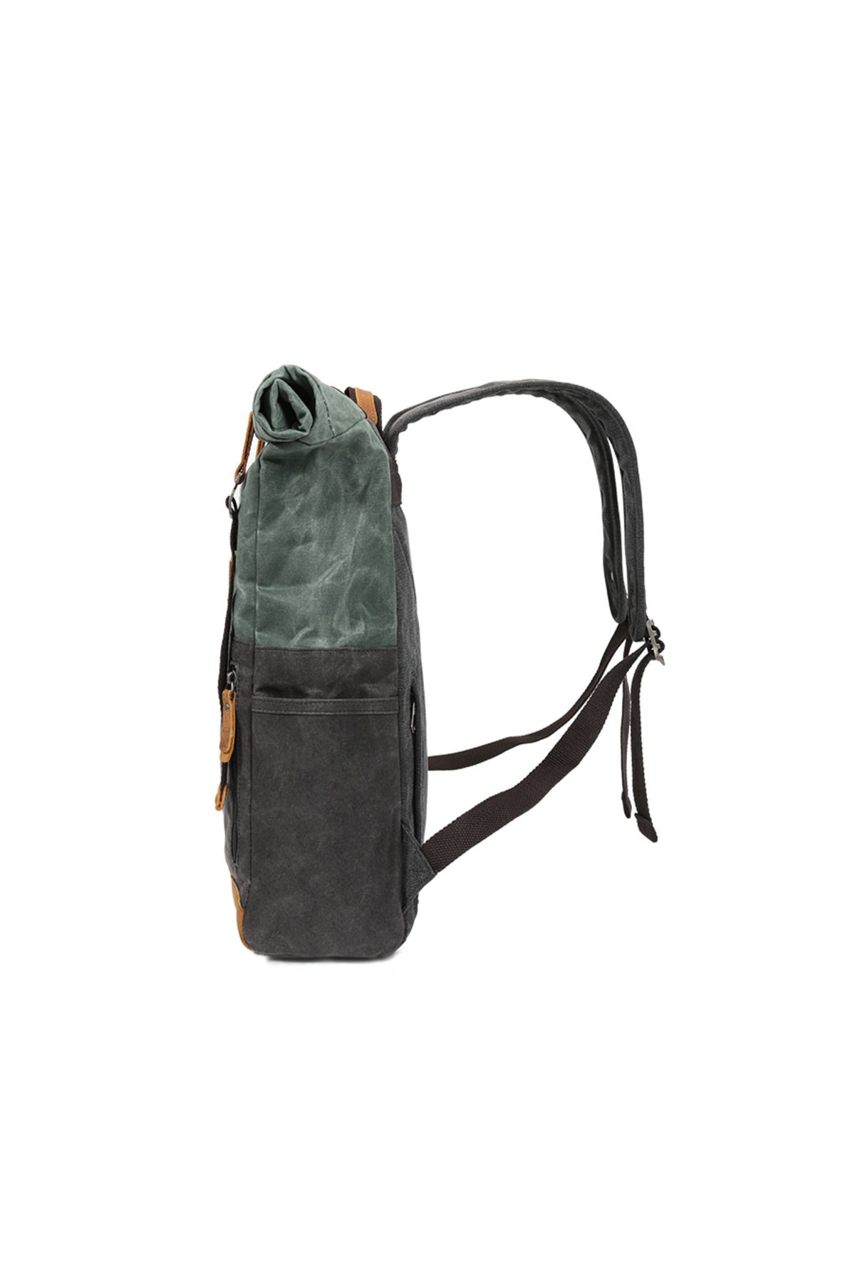 JOLAR.-Rucsac din canvas, pentru calatorii, drumetii, compartiment laptop, rezistent la apa, unisex, JOLAR. 13