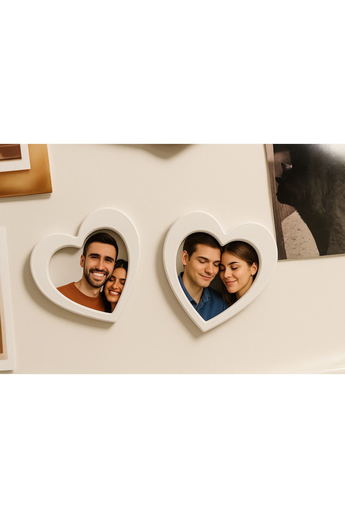 CHNSTORE Fotoğraflı Magnet - Buzdolabı Magneti - Buzdolabı Süsü - 2’li Kalpli Magnet