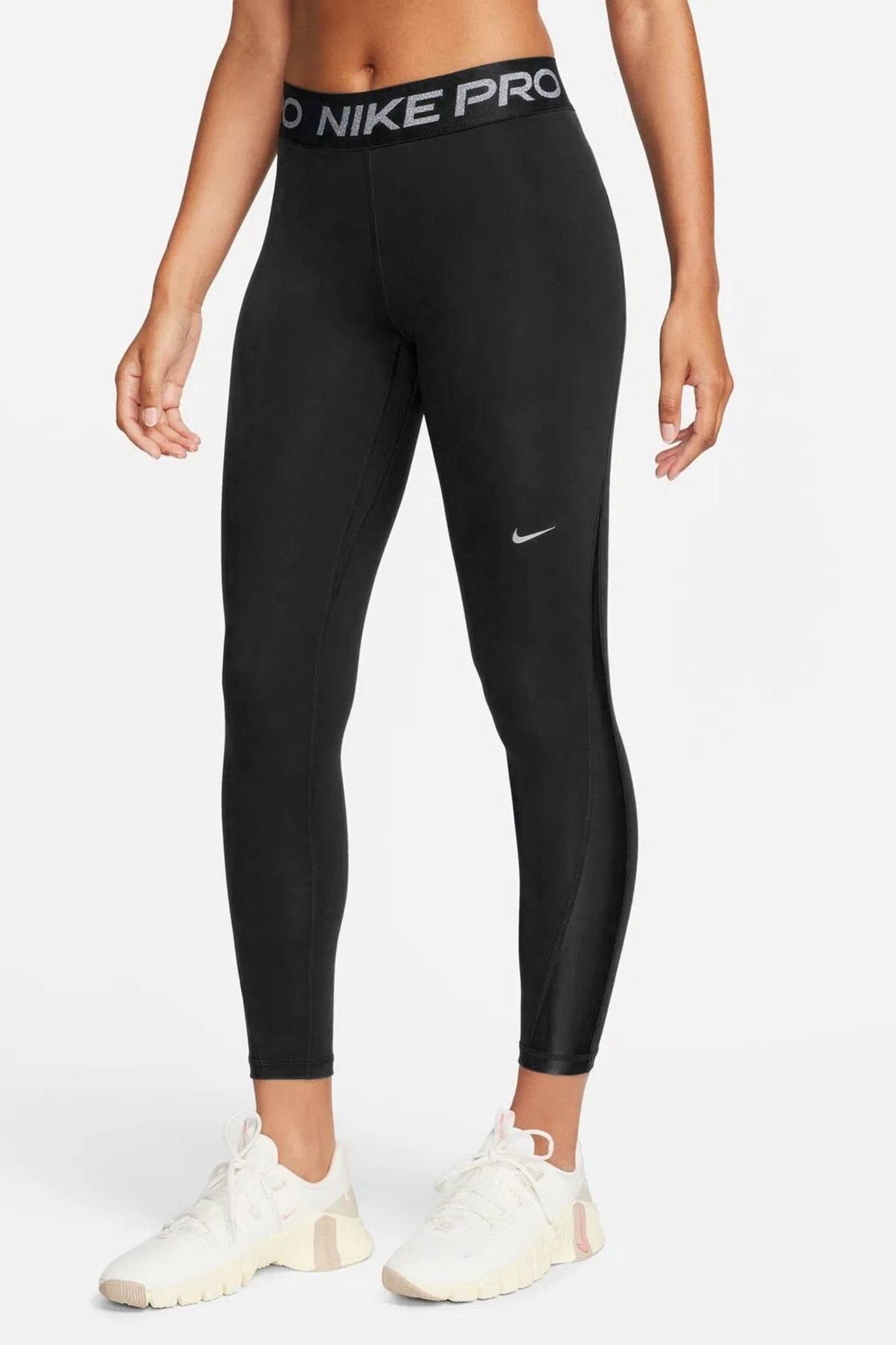 Nike Pro Dri Fit Mid Rise 7/8 Length Tight Shine Kadın Spor Tayt Siyah