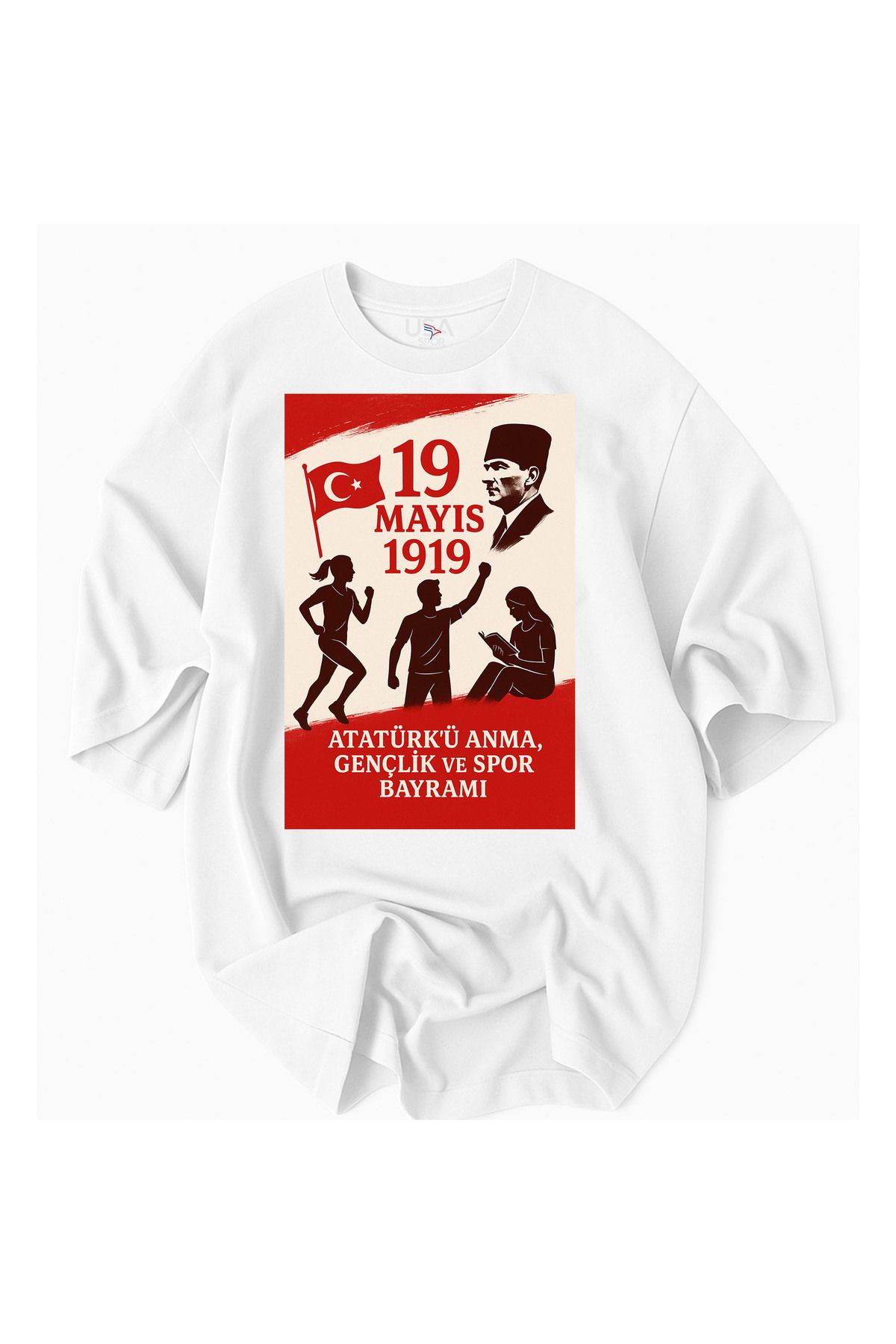 Advantage 19 mayıs Temalı Unisex Oversize %100 Pamuklu T-Shirt