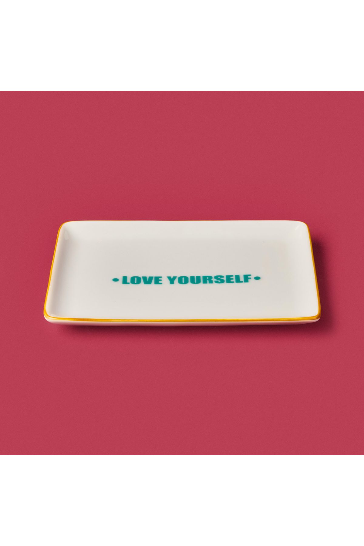 Evidea Kitchen Love Yourself Servis Tabağı - Yeşil / Sarı - 13x18 cm