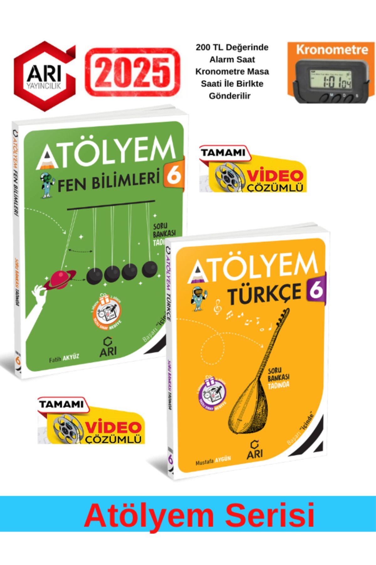 Arı Yayıncılık 6.Sınıf Türkçe-Fen %100 Yeni Müfredat Video Çözümlü Soru Bankası+Kronometre