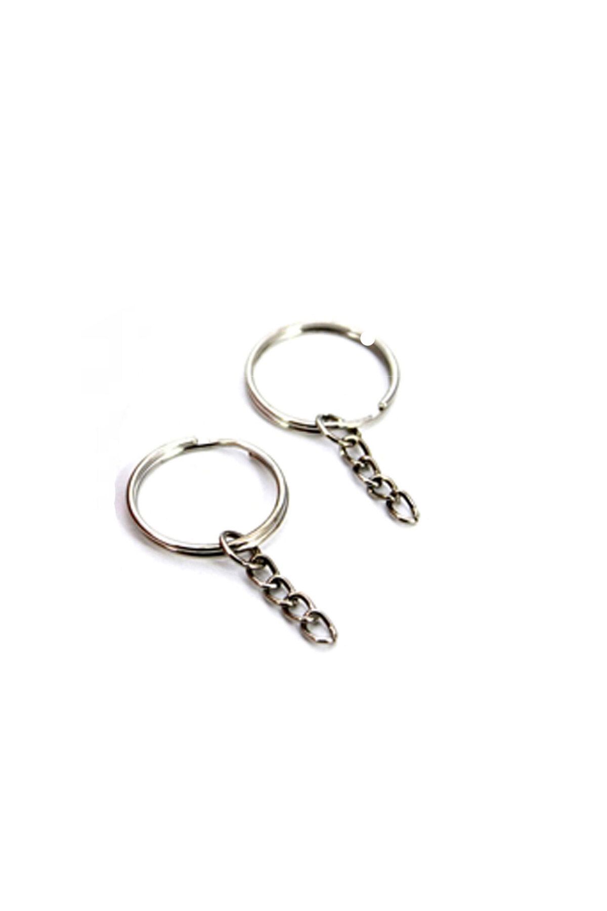 Eminonutoptanci Anahtarlık Halkası Zincirli 4 CM (50 Adet) Gümüş