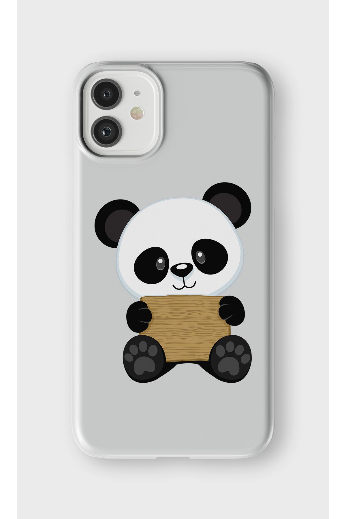 lelia iPhone 11 Uyumlu Sevimli Panda Tasarımlı İçi Kadife Lansman Beyaz Silikon Kılıf