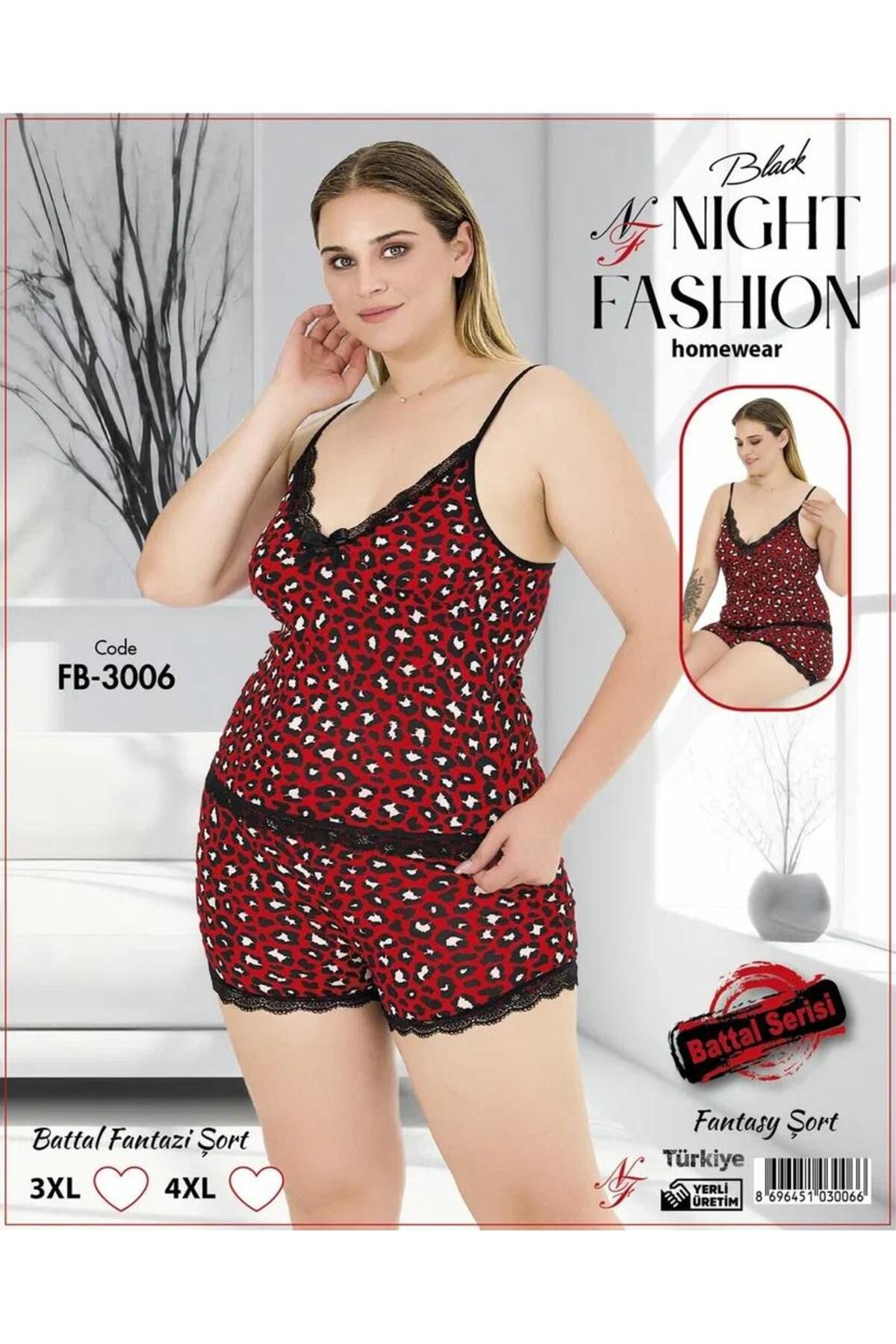 Emir Store İp askılı şortlu büyük beden kadın pijama takımı