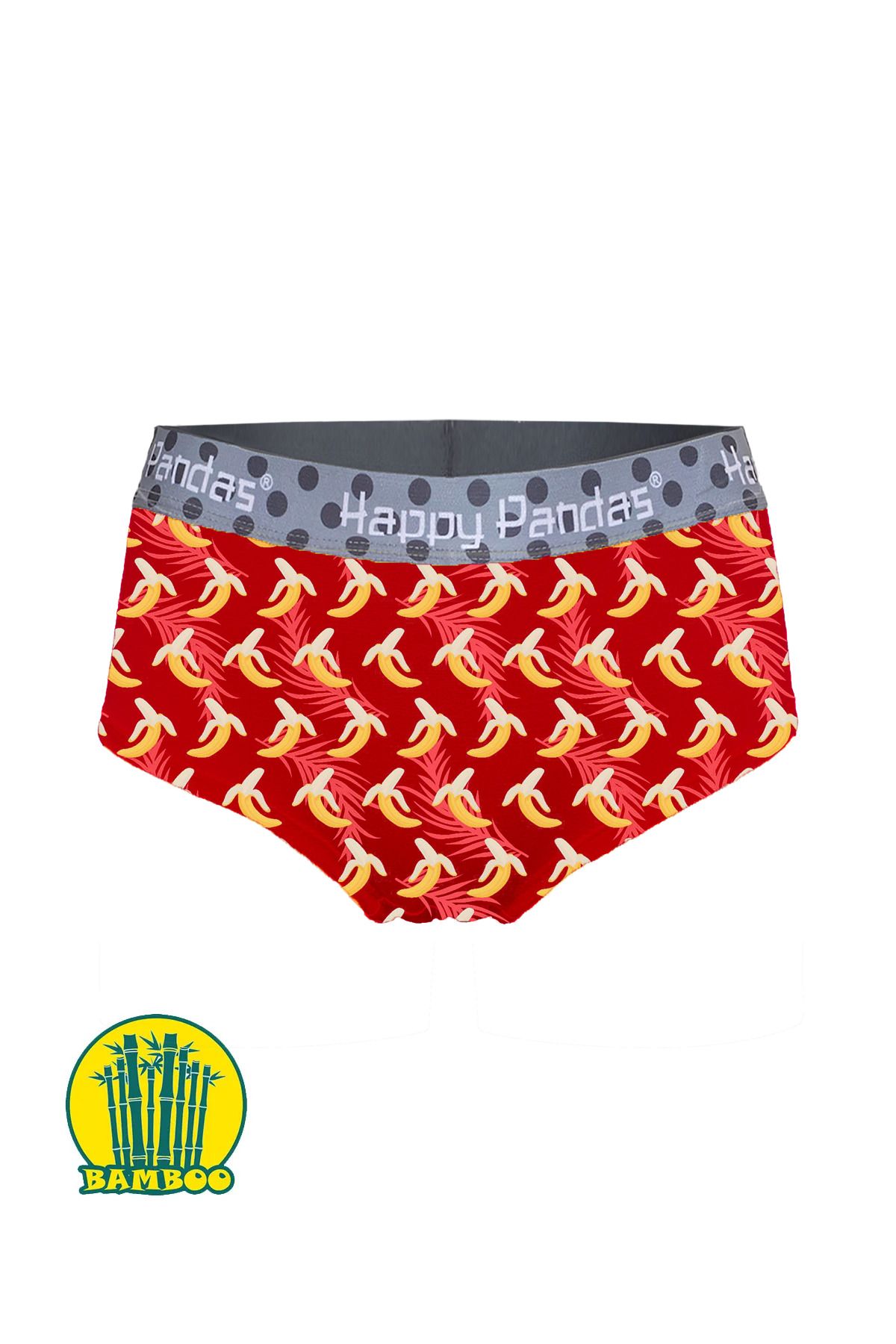 BRAINWEAR Kadın Likralı Bambu Dijital Baskılı Hipster Boxer Külot - Happy Pandas Creation