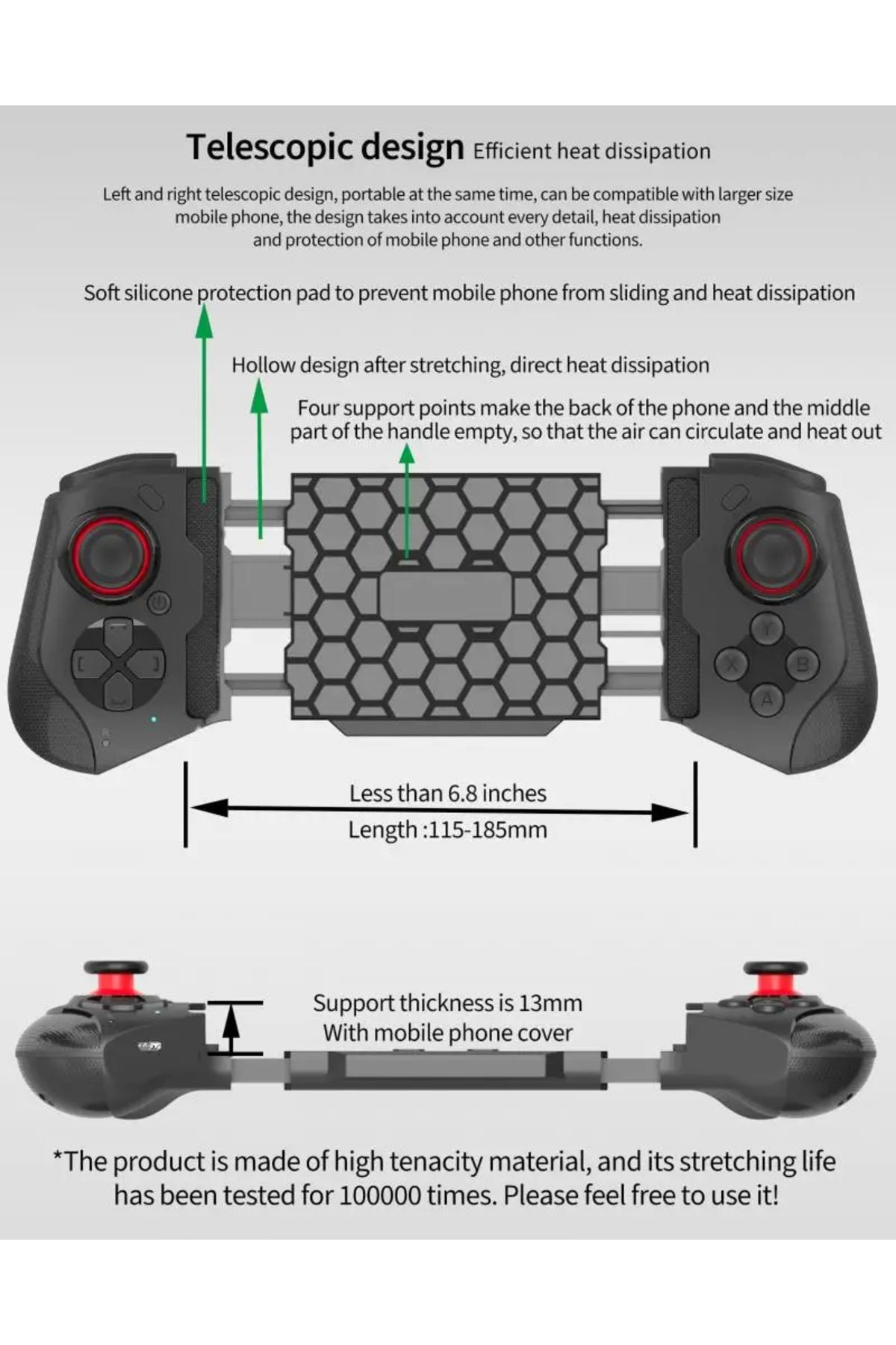OEM-Gamepad Controller 2 in 1, phone, tablet, PC, extendable, battery, Wi-fi, Android, iOS, Window 8