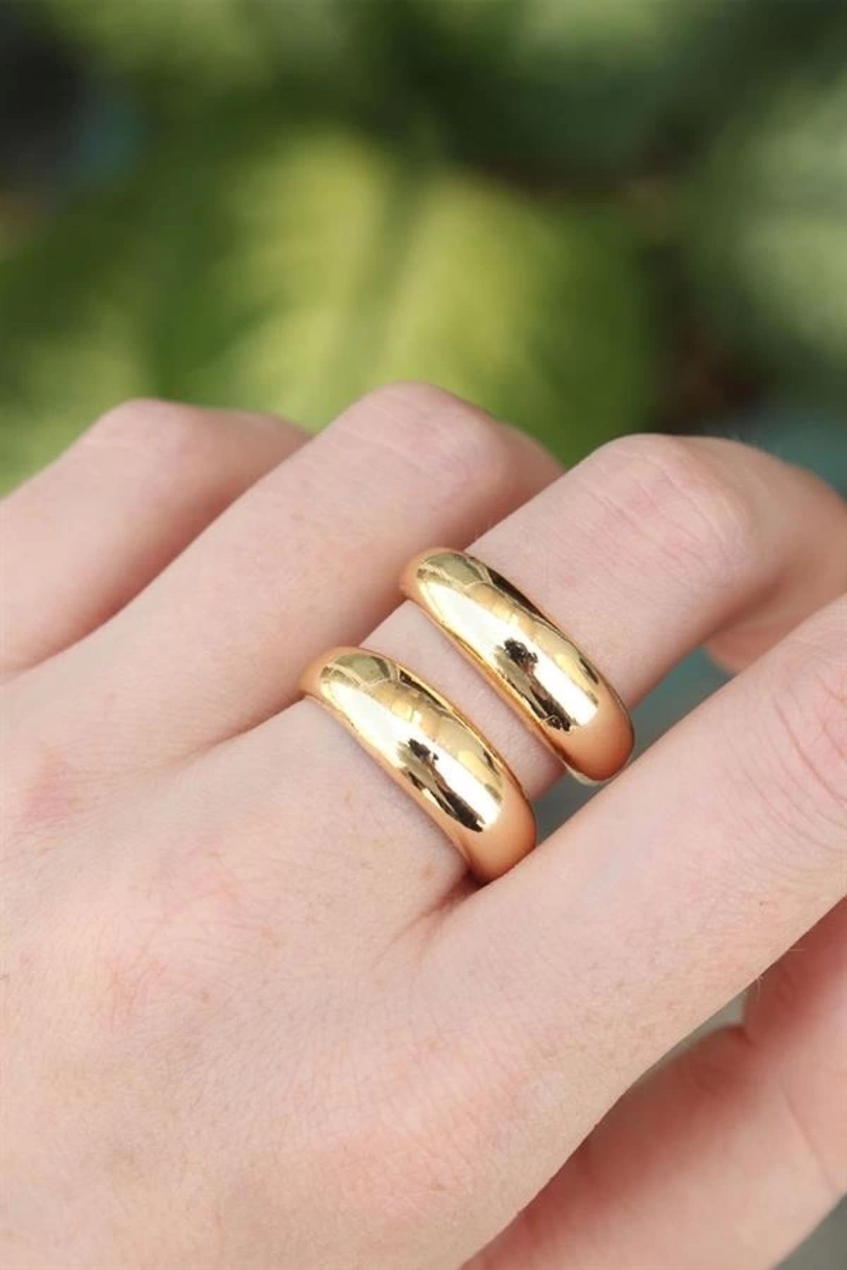 Lale Moda Pirinç Gold Renk Ayarlanabilir Şerit Yüzük