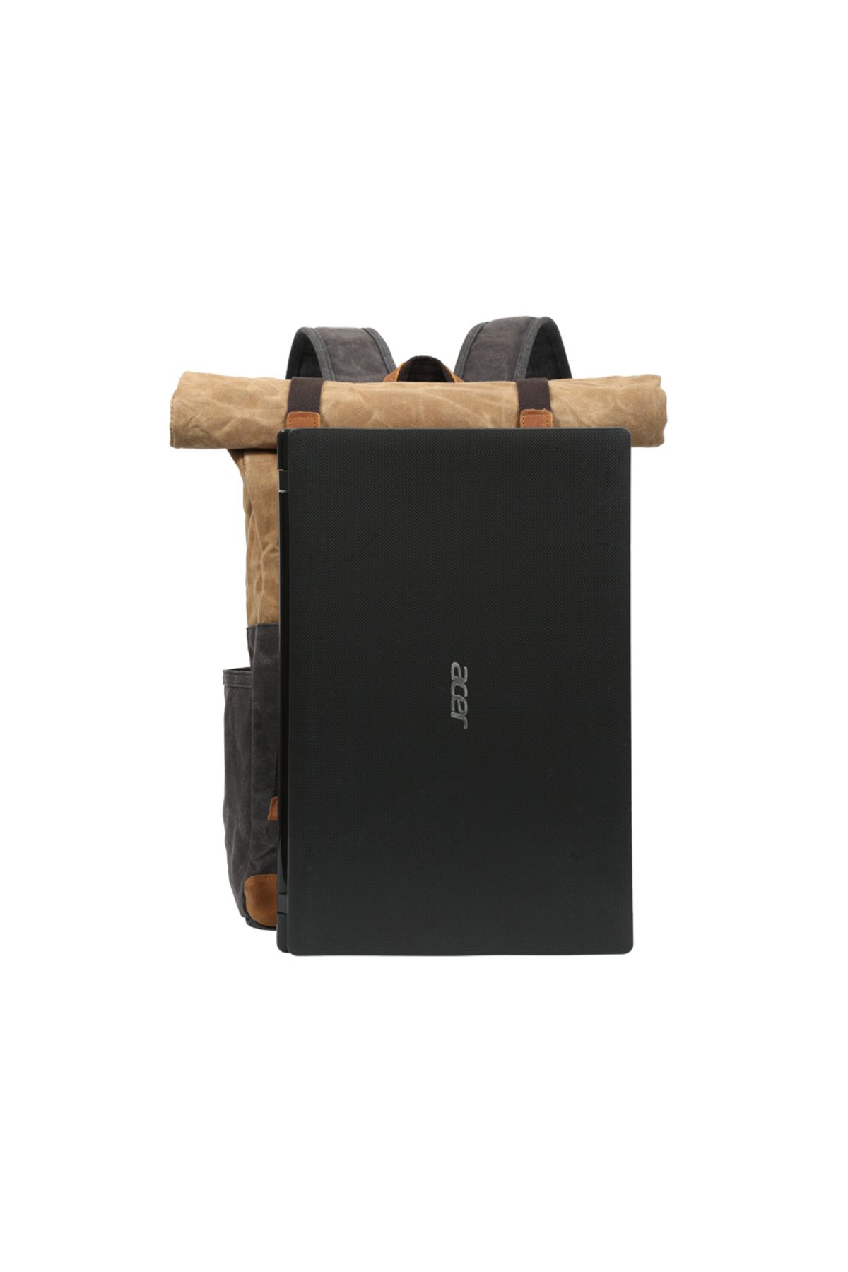 JOLAR.-Rucsac din canvas, pentru calatorii, drumetii, compartiment laptop, rezistent la apa, unisex, JOLAR. 8