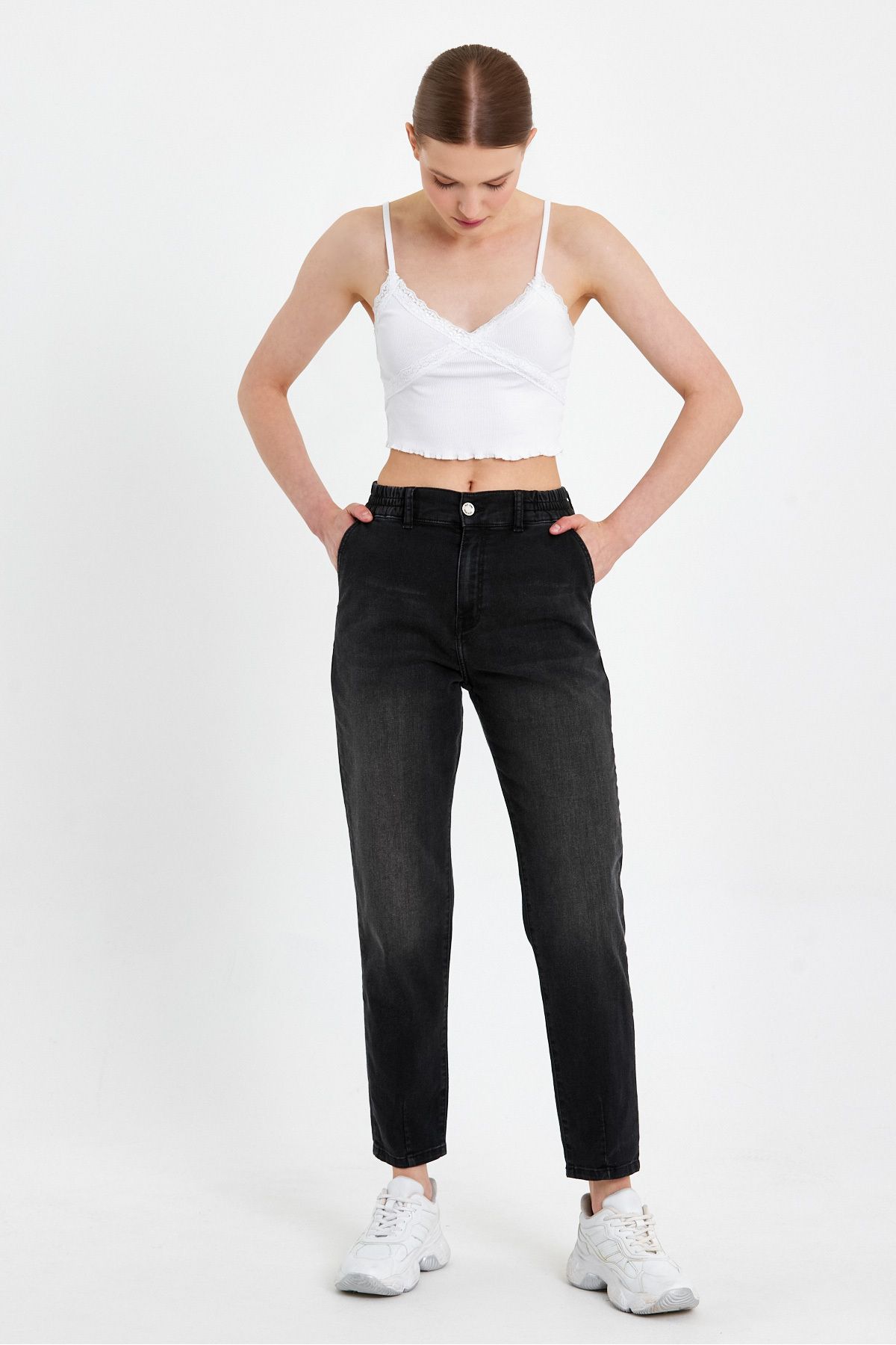 VENA Norah Black Beli Lastikli Jean Pantolon(TENCEL)(TM) - BLACK