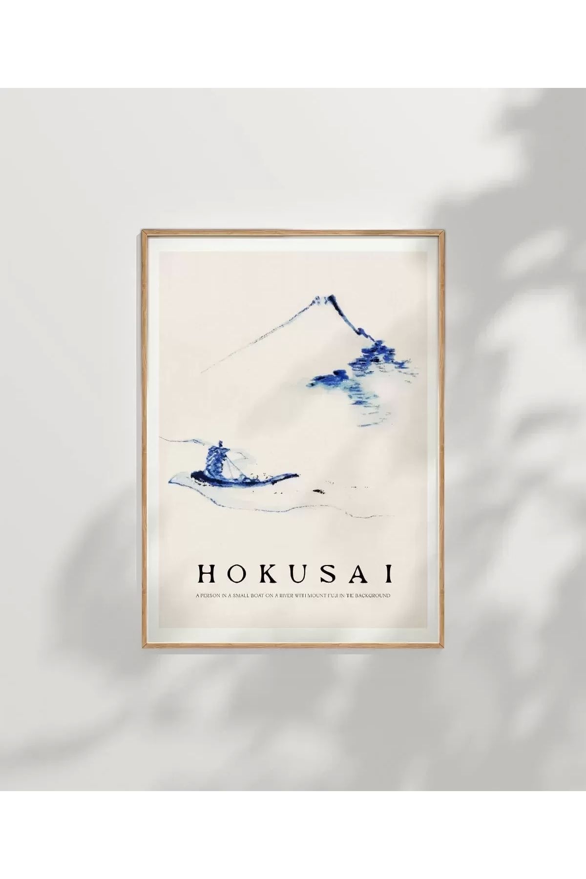 VOGLOO Çerçevesiz Poster Hokusai Fuji Dağı Önünde Teknede Bir Kişi