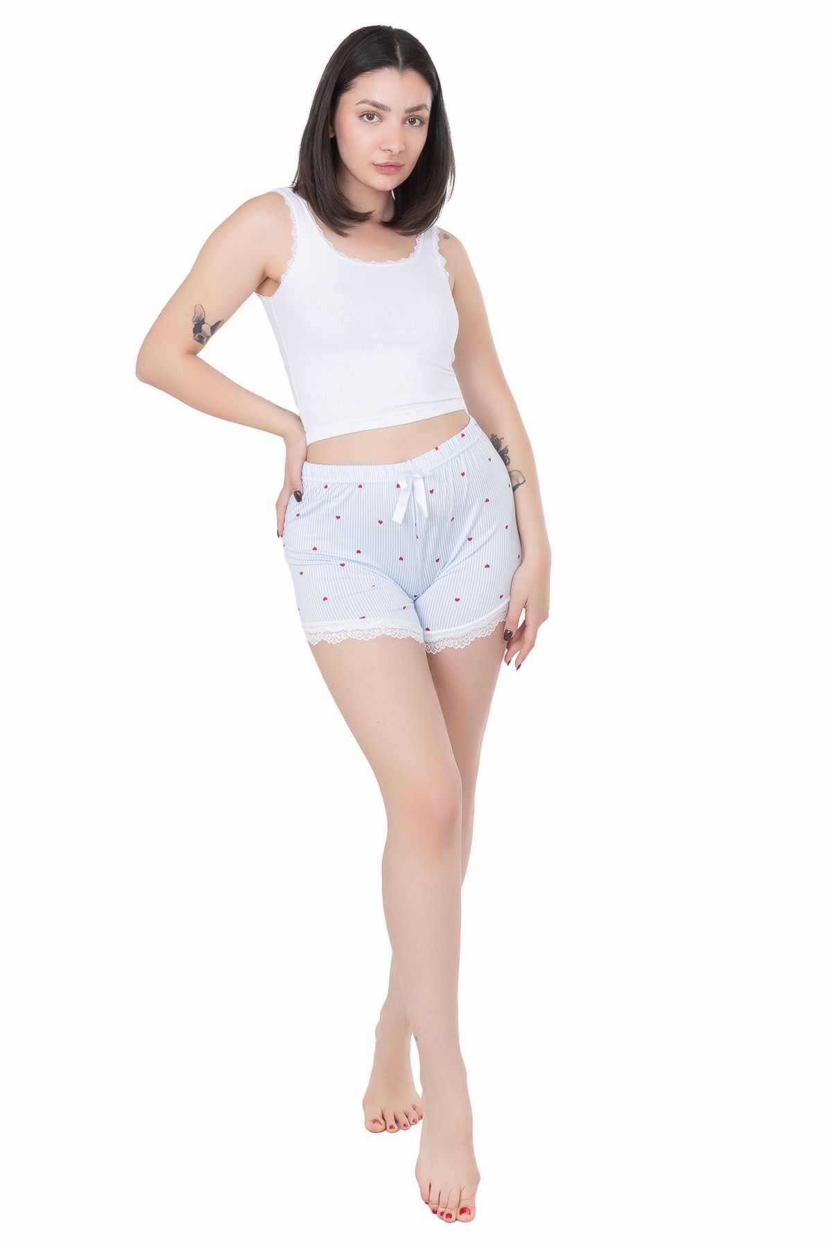 Looksense Kadın Açık Mavi Dantelli Şort 03100