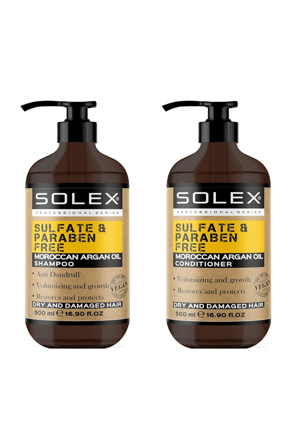 Solex Sülfatsız Parabensiz Argan Yağlı Şampuan + Argan Yağlı Saç Kremi 500 ML+ 500 ML