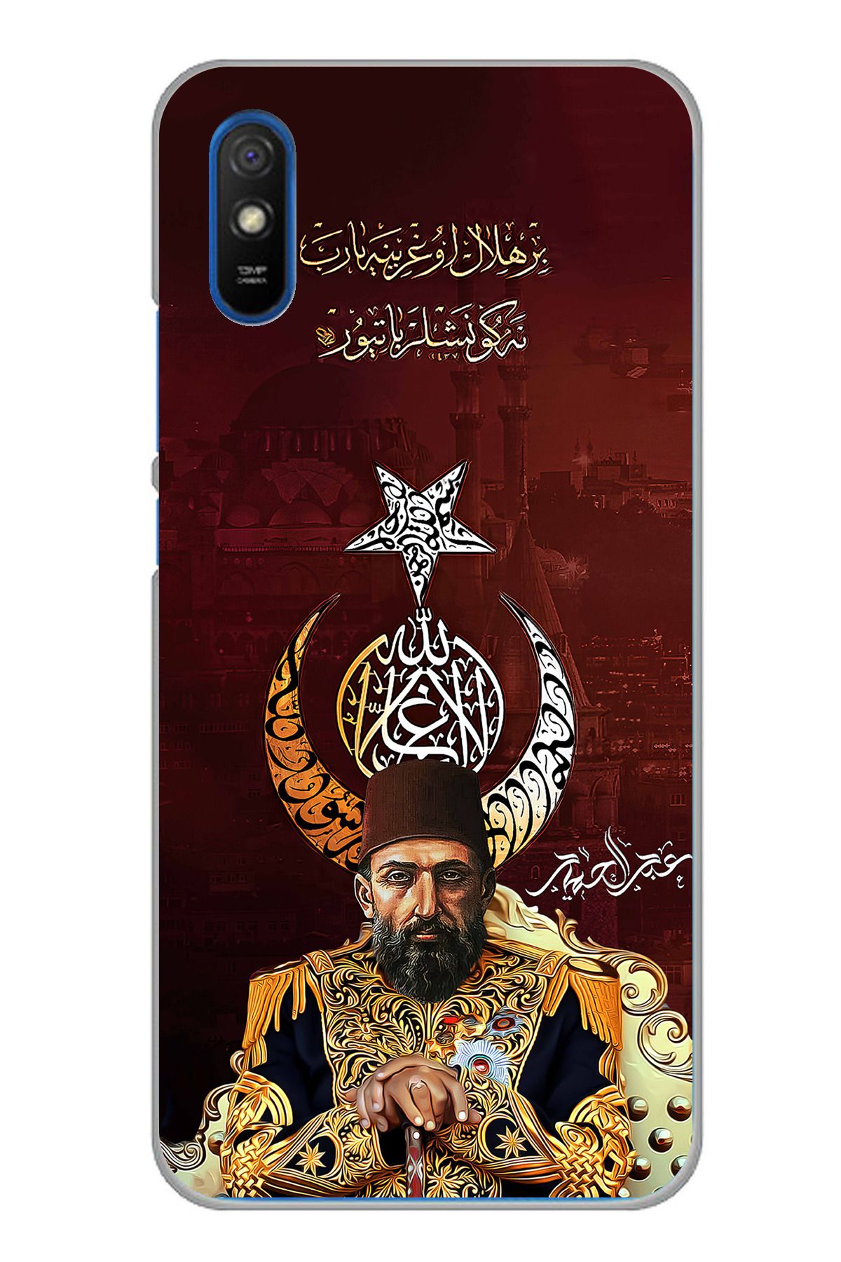TechTree Redmi 9A Uyumlu Abdülhamid Han Şeffaf Silikon Kılıf
