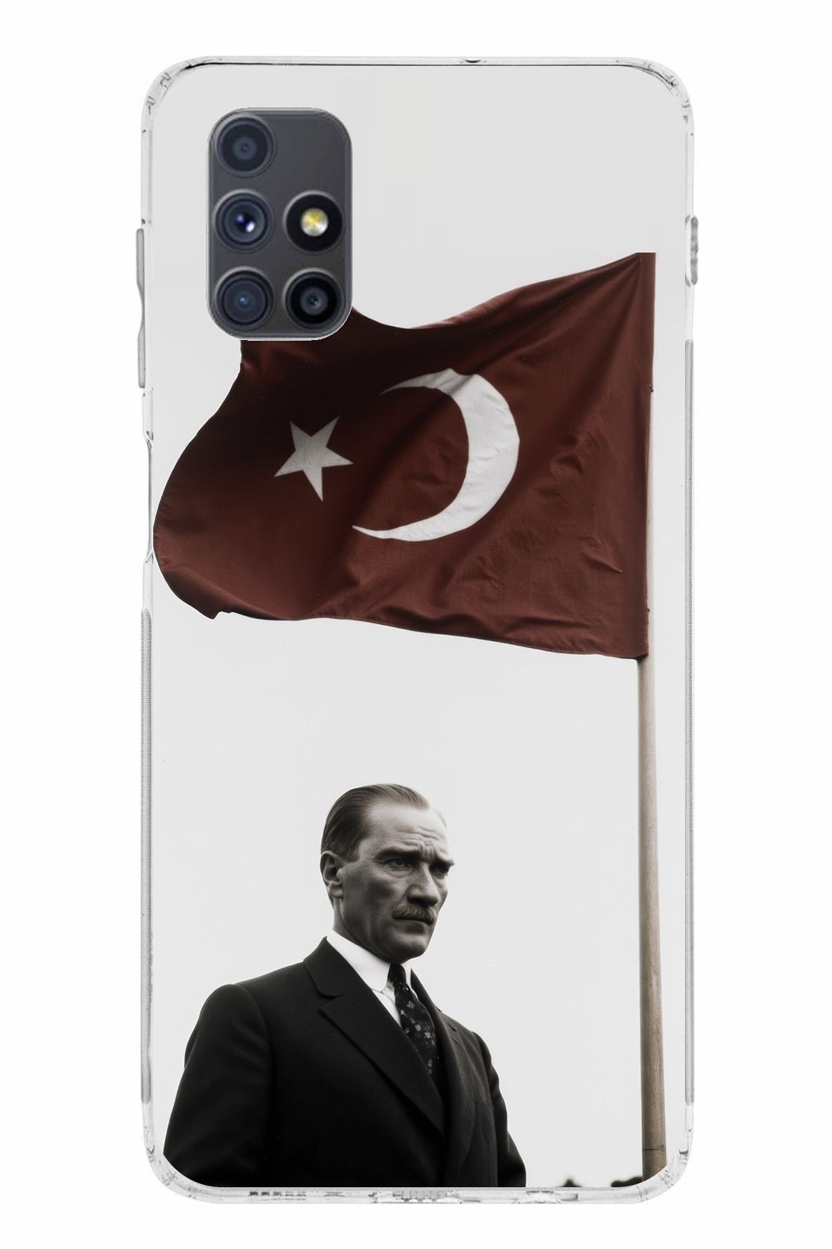 TechTree Samsung Galaxy M51 Uyumlu Atatürk Bayrak Şeffaf Silikon Kılıf
