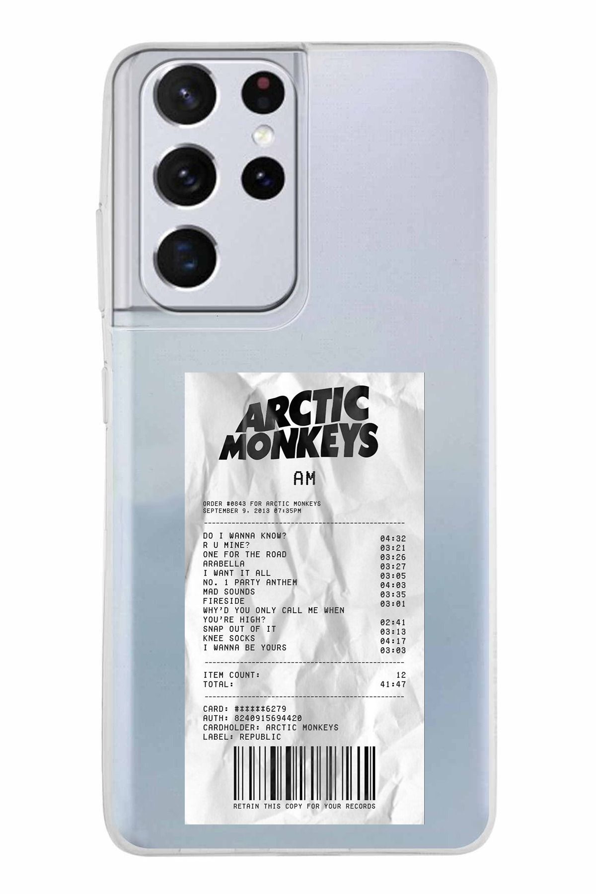 TechTree Samsung Galaxy S21 ULTRA Uyumlu Arctic Monkeys Tasarımlı Şeffaf Silikon Kılıf