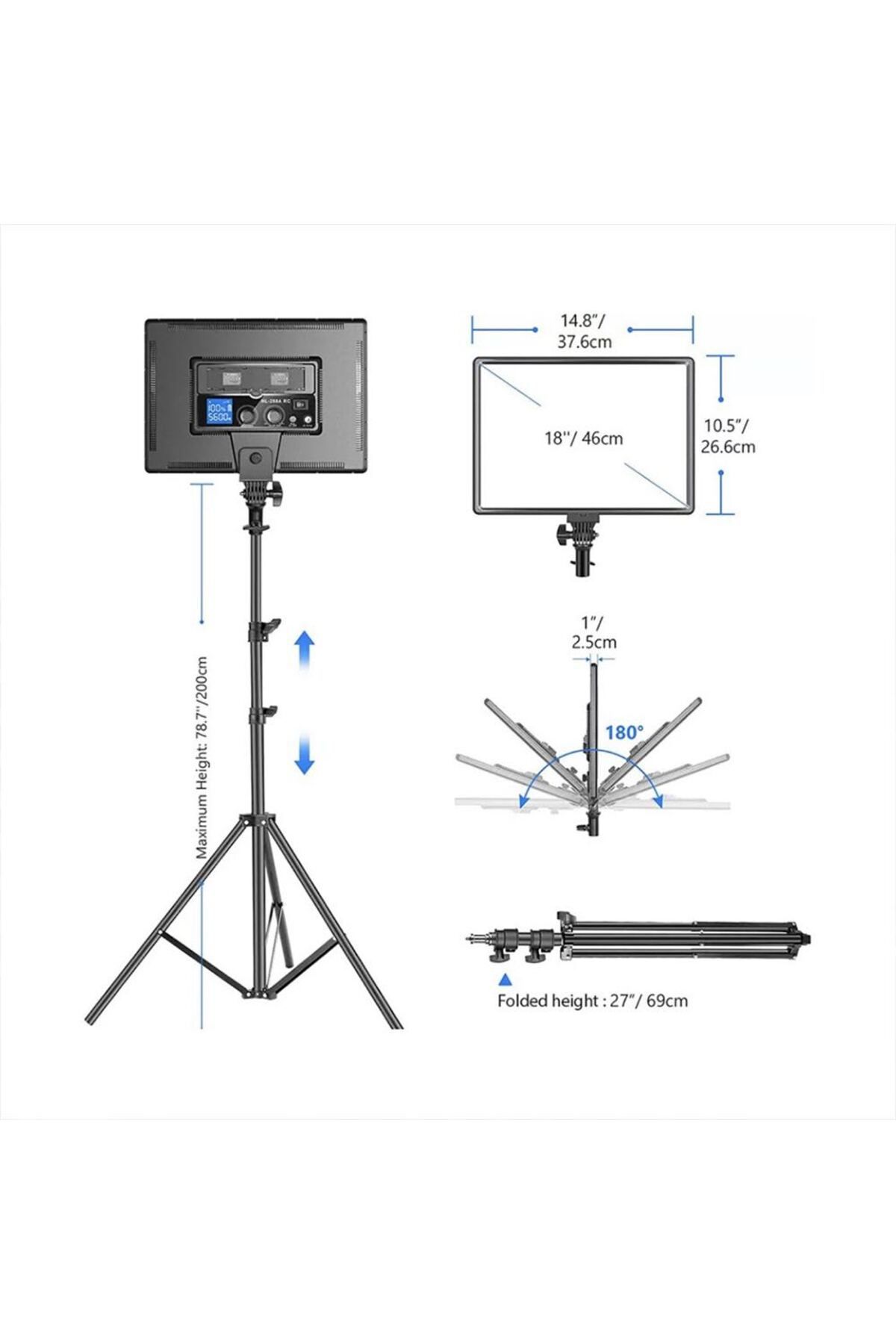 pdx plus ,SL-288A Soft Light Video Fotoğraf Soft Işık,2 Metre Döküm ayaklı