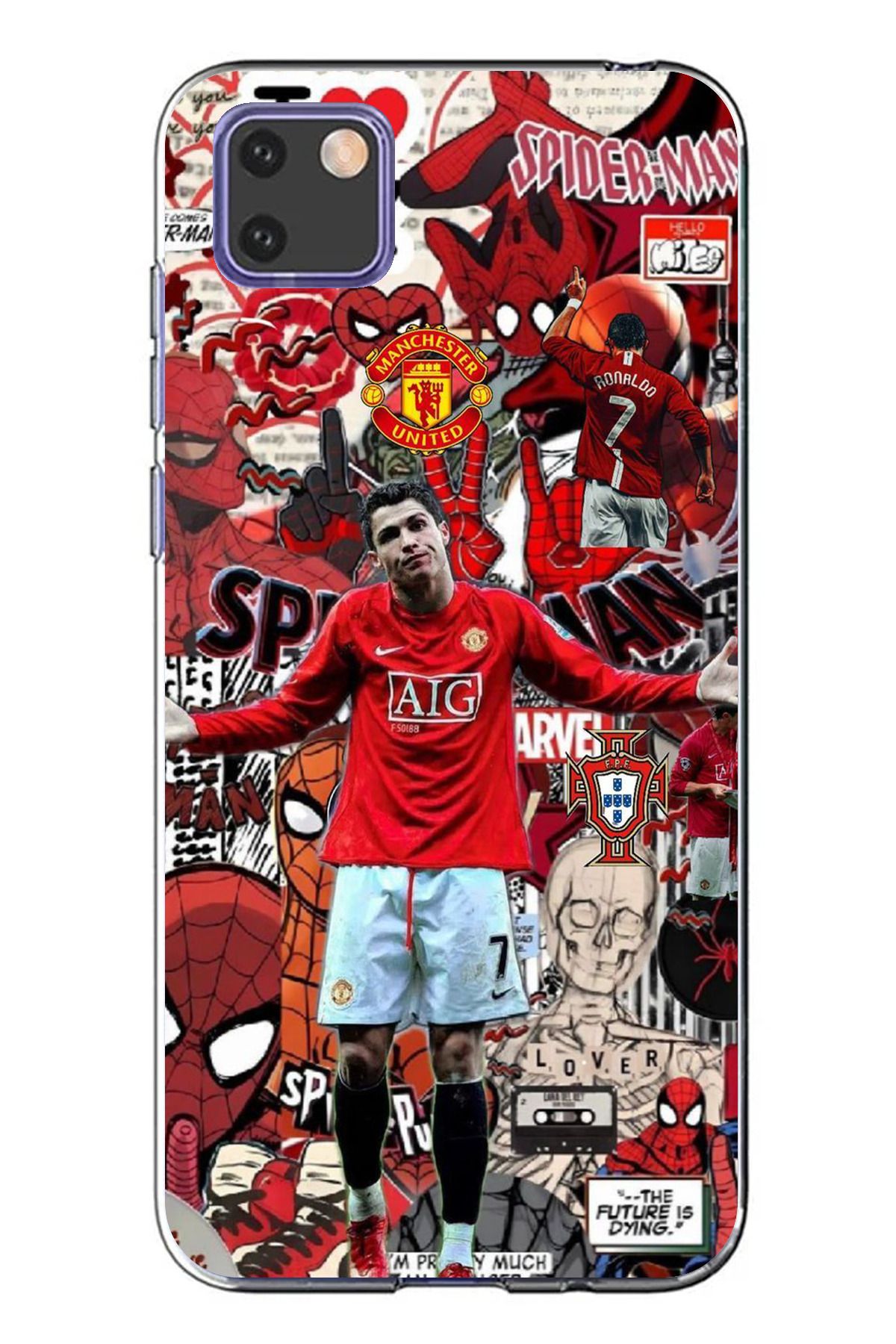 TechTree Huawei Y5P Uyumlu Kırmızı Şeytanlar Ronaldo Tasarımlı Şeffaf Silikon Kılıf