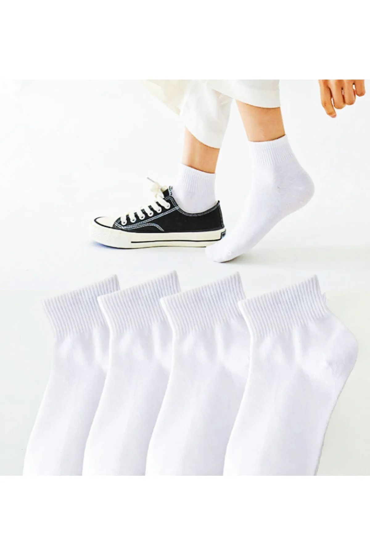 medi store 4'lü Unisex Çok Renkli Pamuklu Bilek Çorap 4 Çift
