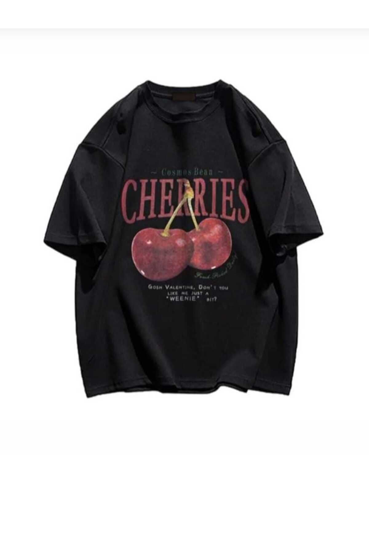 KOZİA OUTDOORS MALKOCBEY CHERRIES BASKILI OVERSİZE BASİC O YAKA T-ŞHİRT