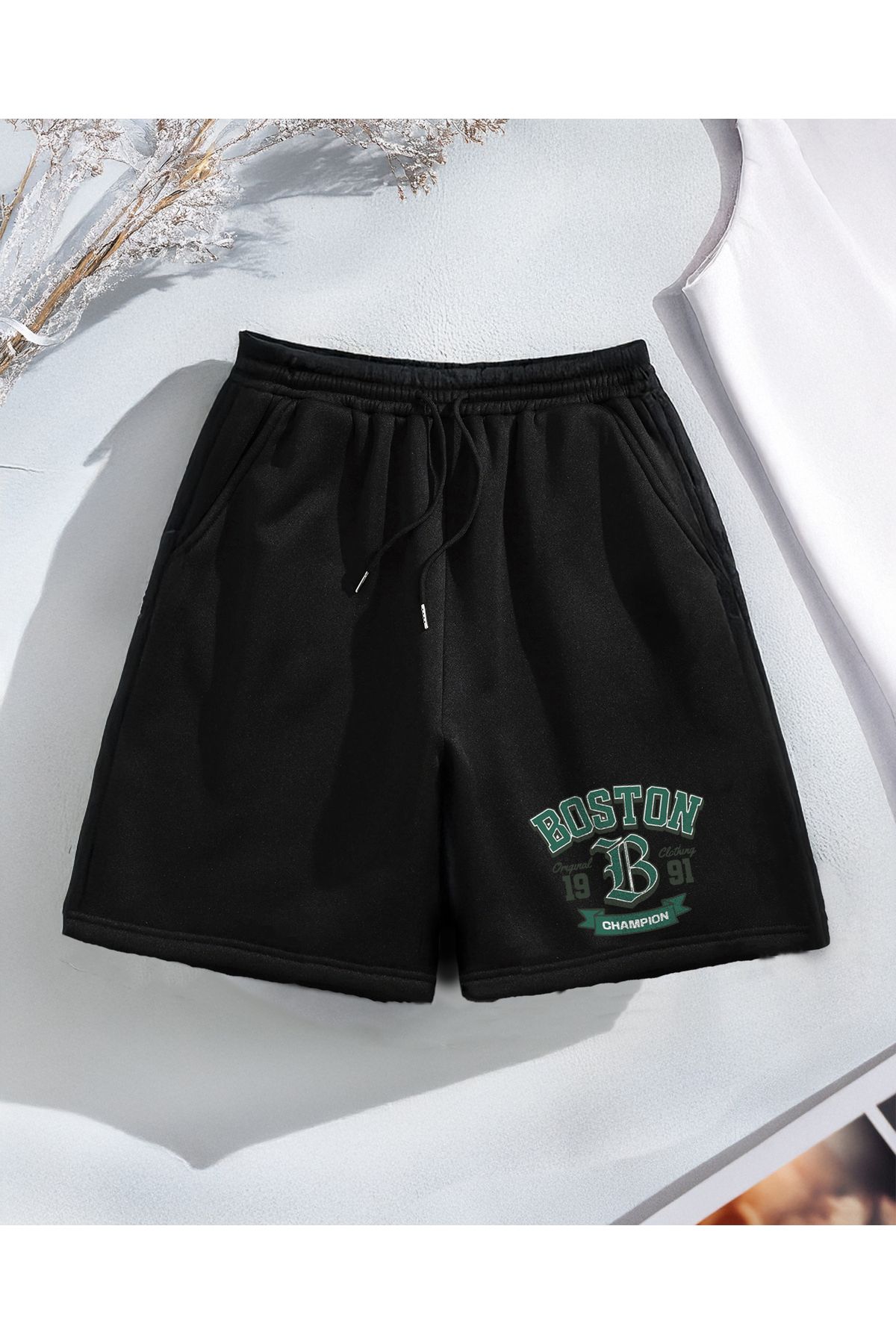 De Carte BOSTON 91 Champion Baskılı Rahat Mevsimlik Unisex Şort Bermuda