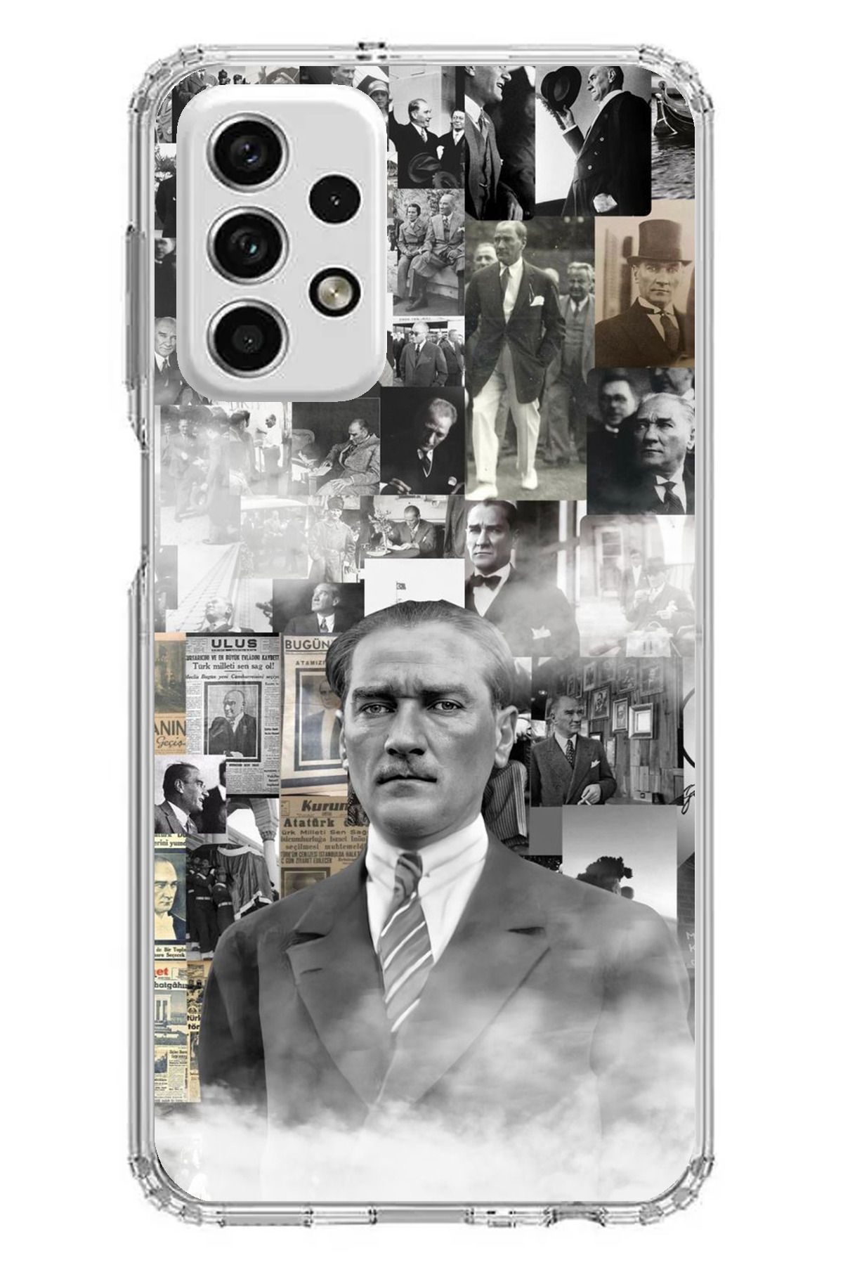 TechTree Samsung Galaxy A73 Uyumlu Mustafa Kemal Atatürk Kolaj Şeffaf Silikon Kılıf