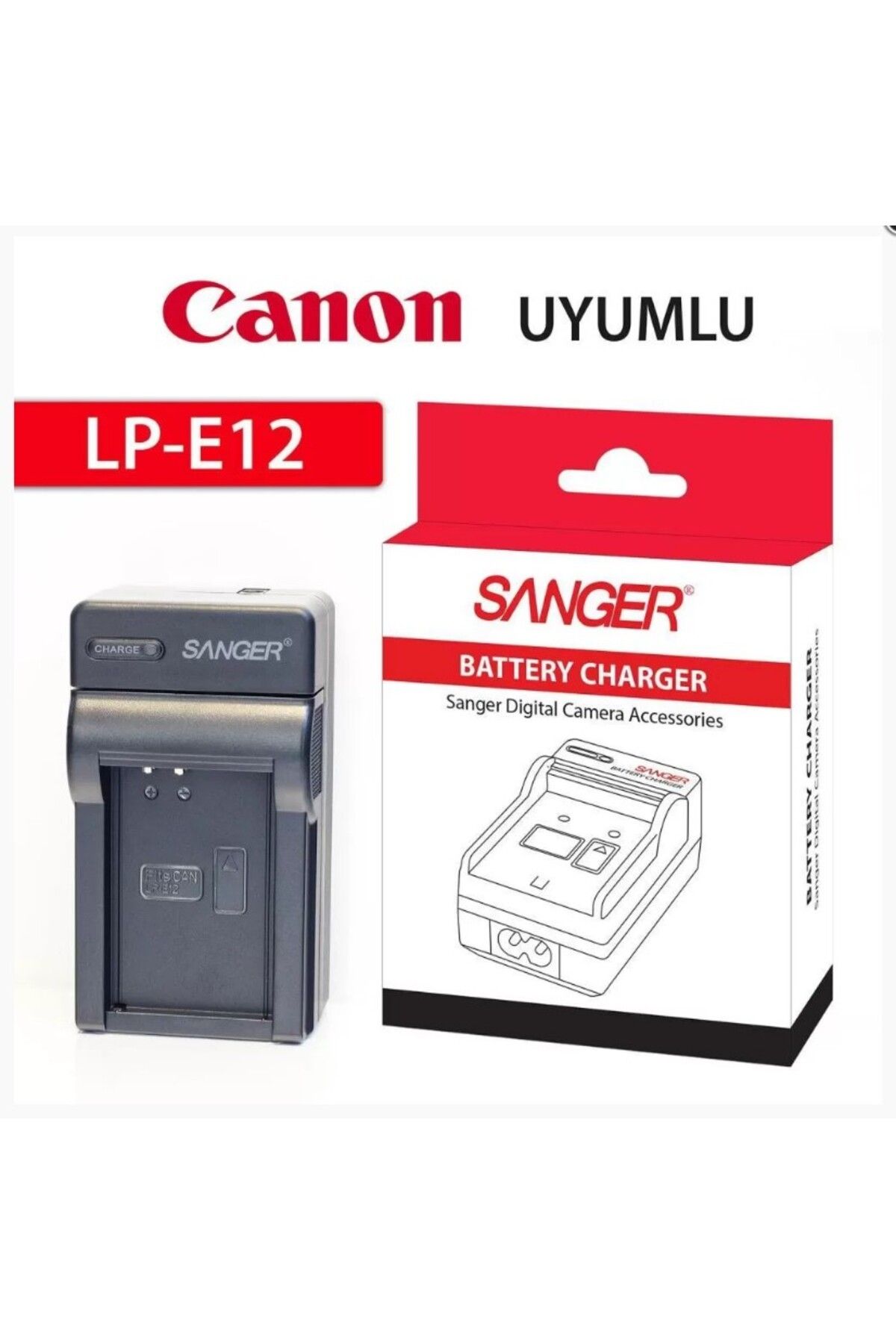 SANGER ,Canon EOS LP-E12,,Bataryası için yedek Şarj Cihazı Aleti.