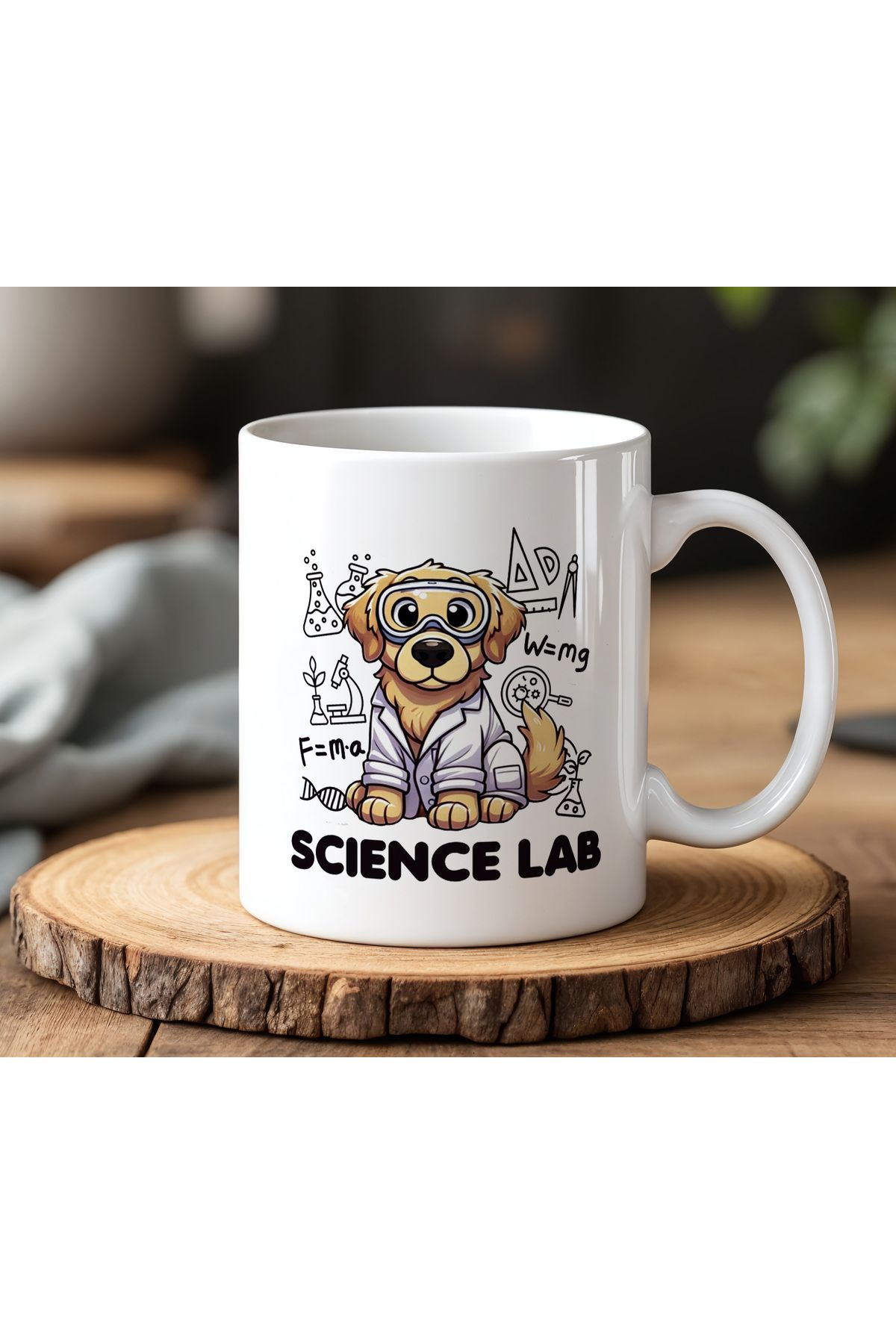 BB TRADE Science Lab Tasarımlı Beyaz Seramik Baskılı Kupa Bardak 330ml