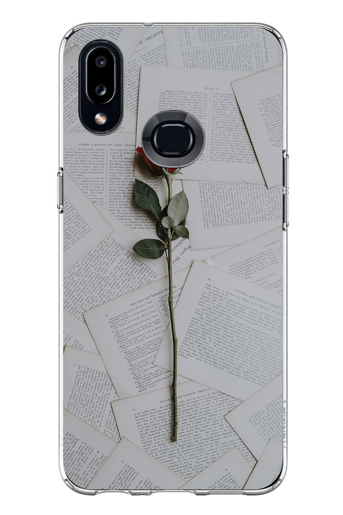TechTree Samsung Galaxy A10S Uyumlu Kırmızı Gül Şeffaf Silikon Kılıf