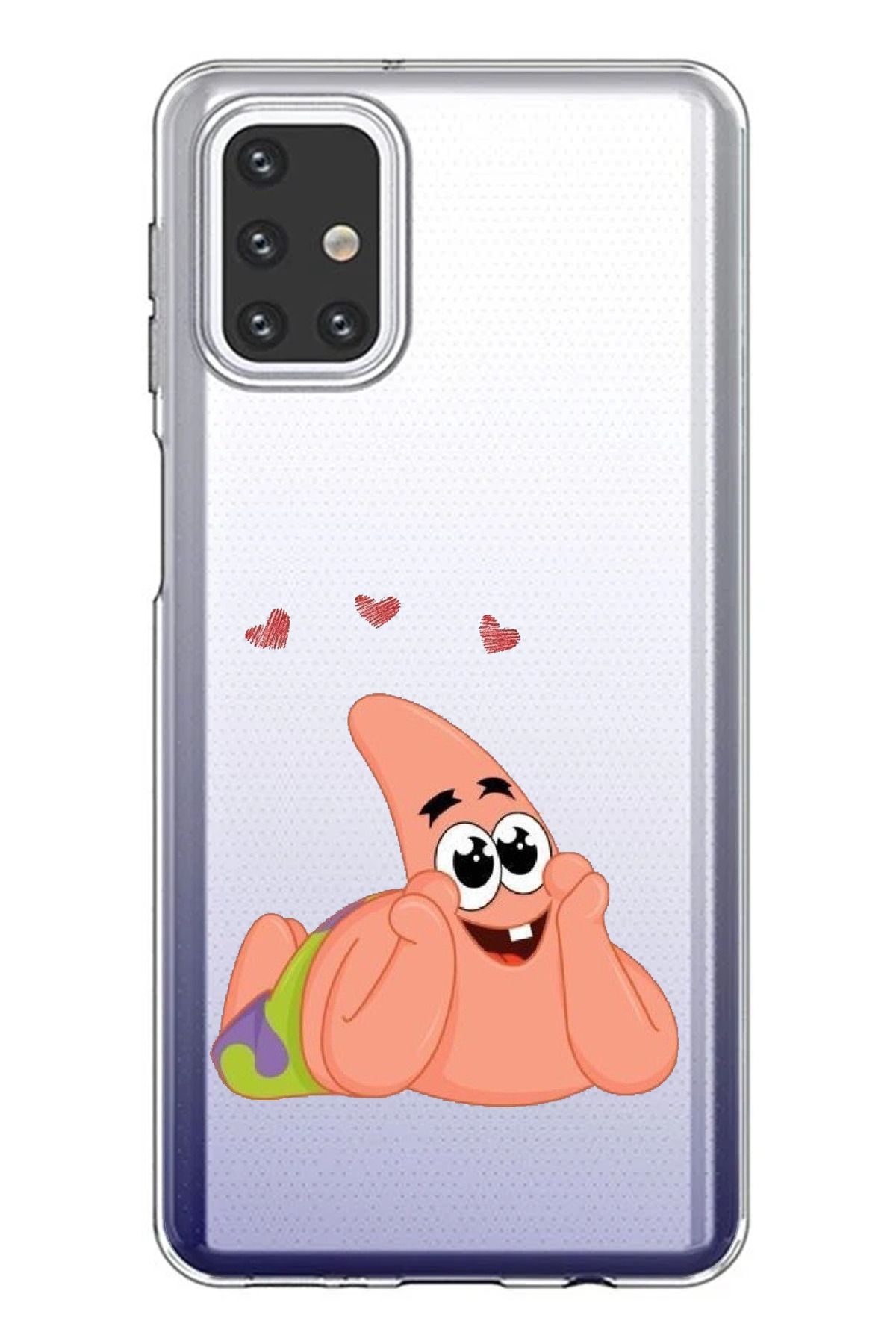 TechTree Samsung Galaxy M31S Uyumlu Patrick Yıldız Aşk Tasarımlı Şeffaf Silikon Kılıf