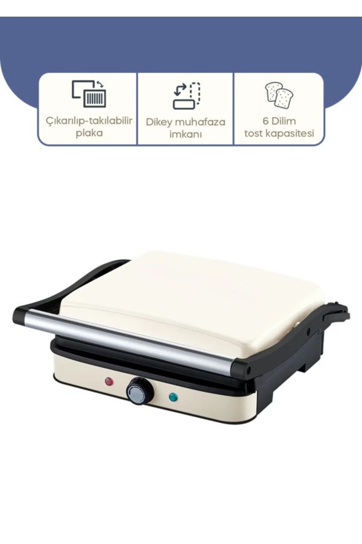 Home HOME4589 TOST MAKİNESİ 2000 W - Krem