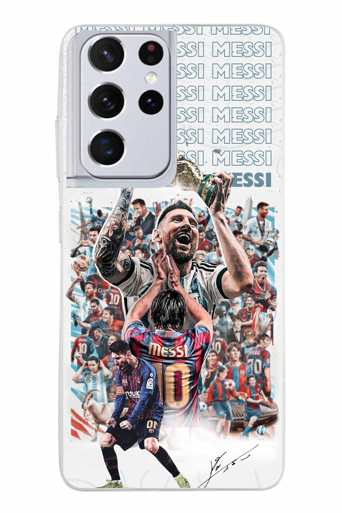 TechTree Samsung Galaxy S21 ULTRA Uyumlu Messi Dünya Kupası Şeffaf Silikon Kılıf