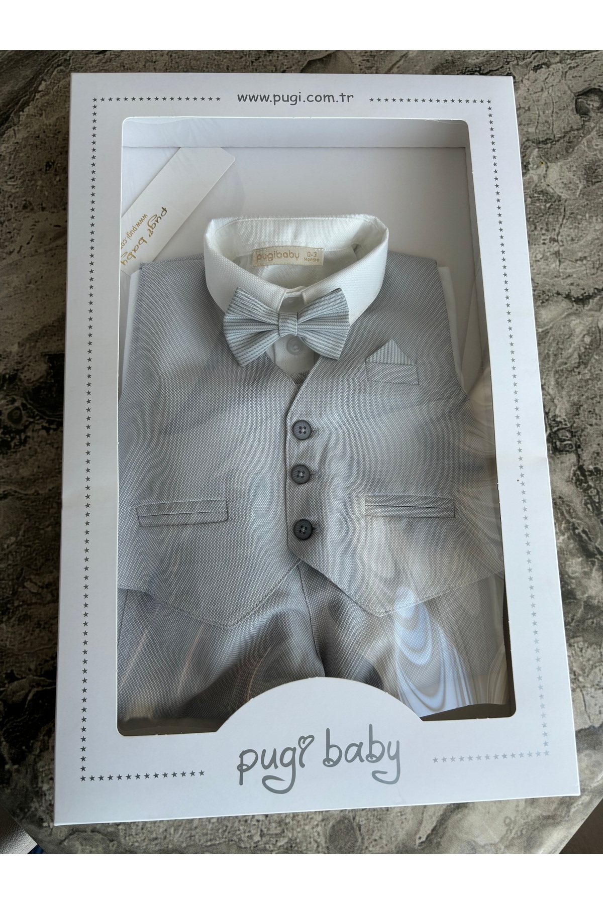 Pure Kids Store Erkek Bebek Pamuklu Papyon Yelek Gömlek Pantolon 4’lü Takım Şık Mevlütlük Bayramlık Özel Gün fotoğrafı 2 (önizleme)